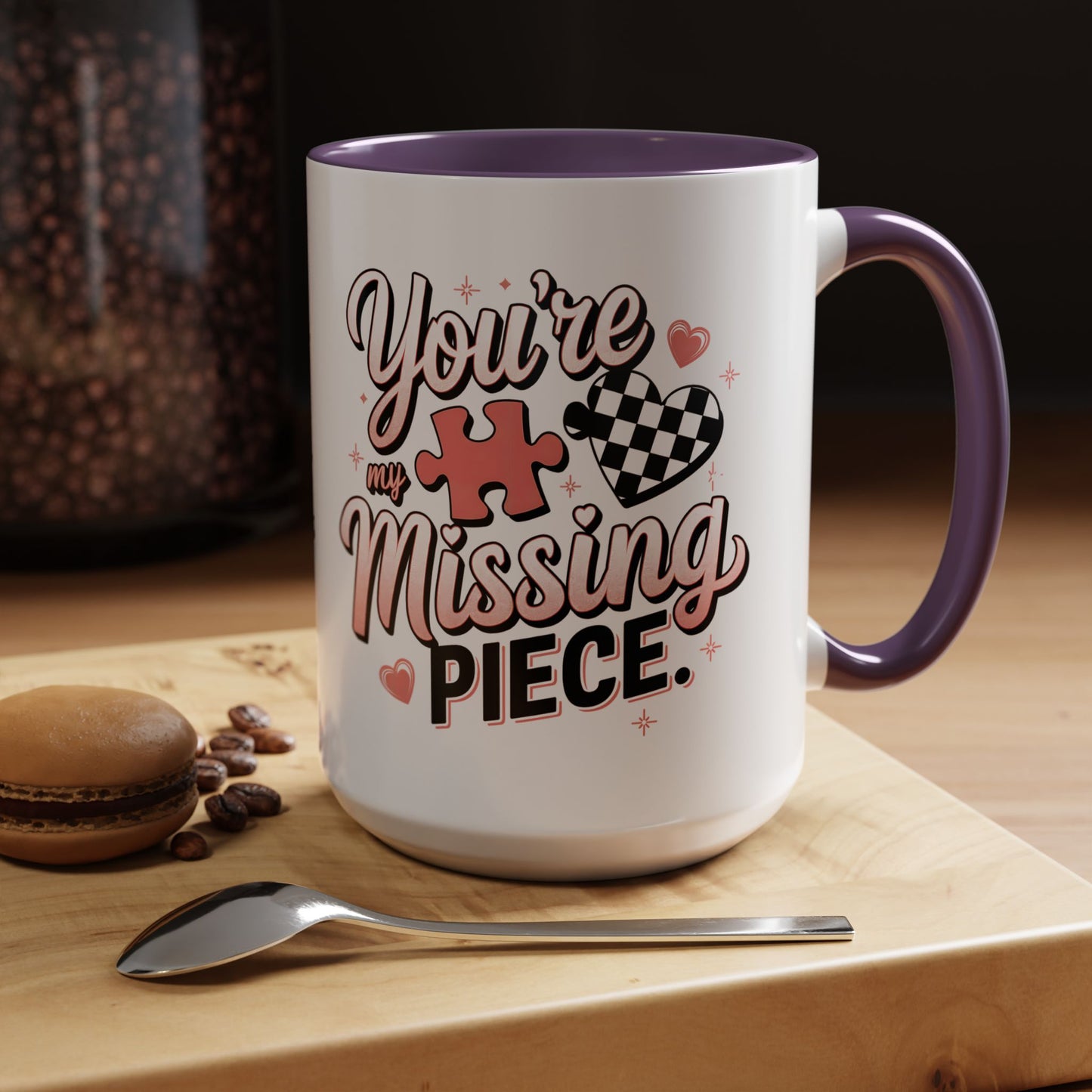 You’re My Missing Piece Accent Coffee Mug — Romantic Puzzle Heart 11/15oz