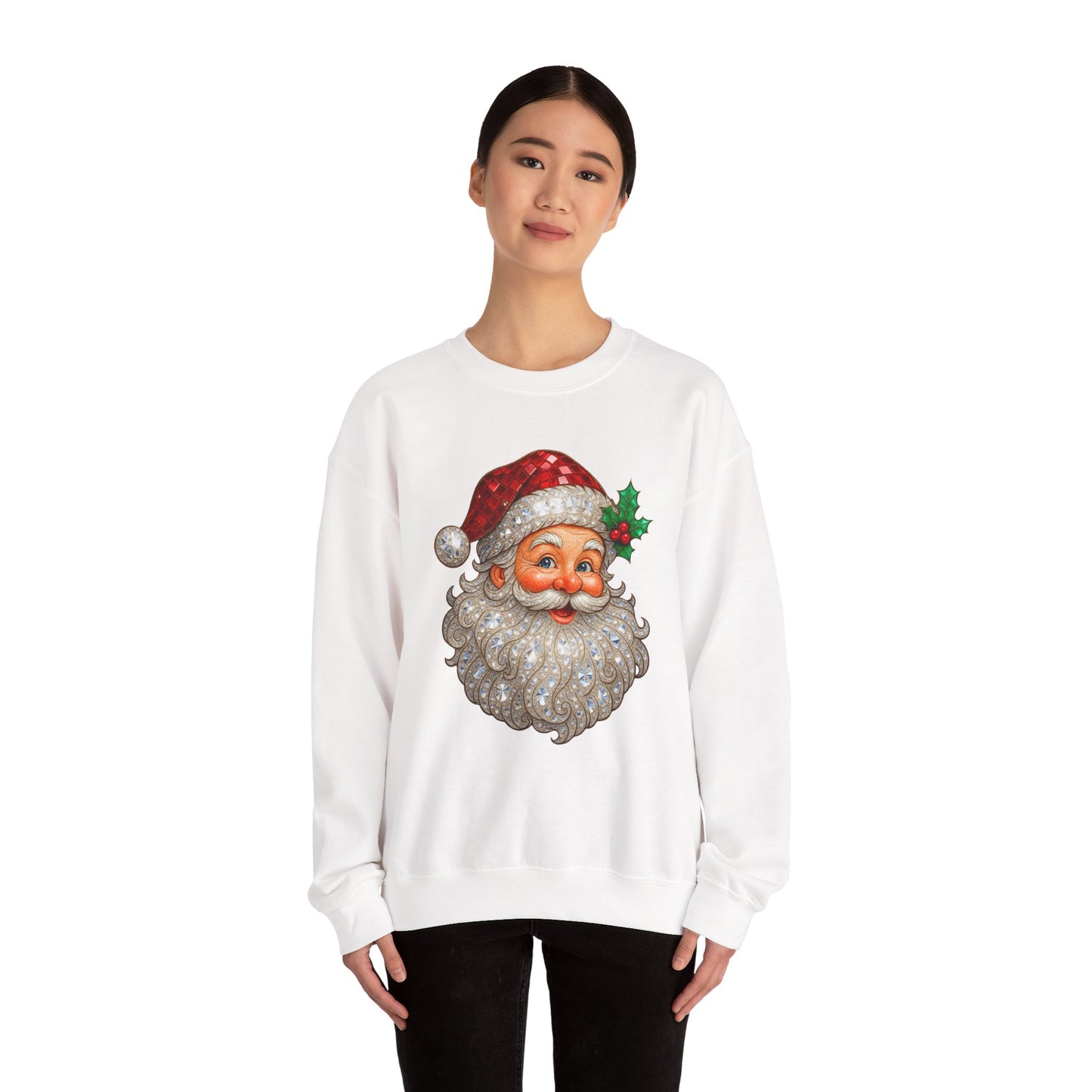 Santa Peek Crewneck Sweatshirt — Vintage Santa Face Christmas Sweatshirt