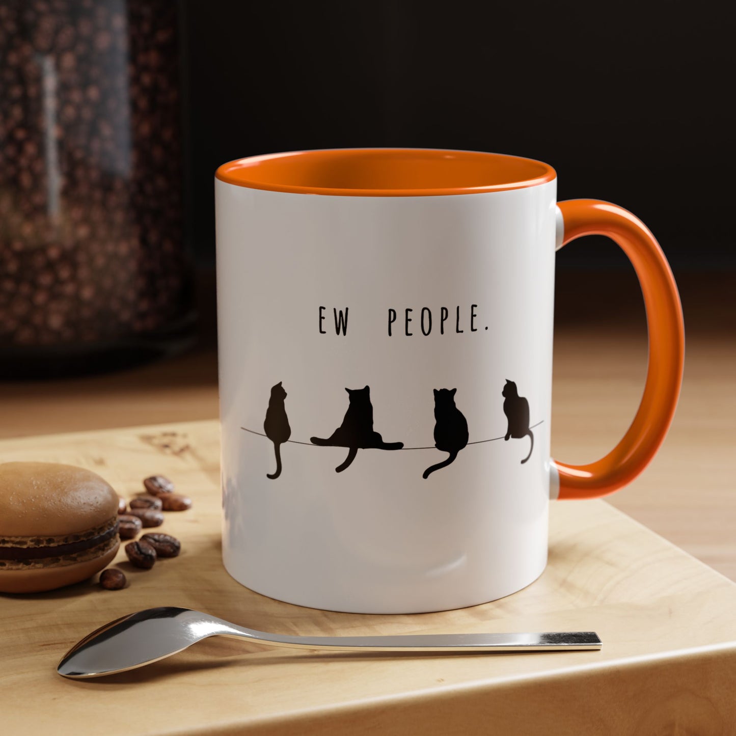 Ew People Cat Mug — Funny Black Cat Coffee Cup (11oz & 15oz)