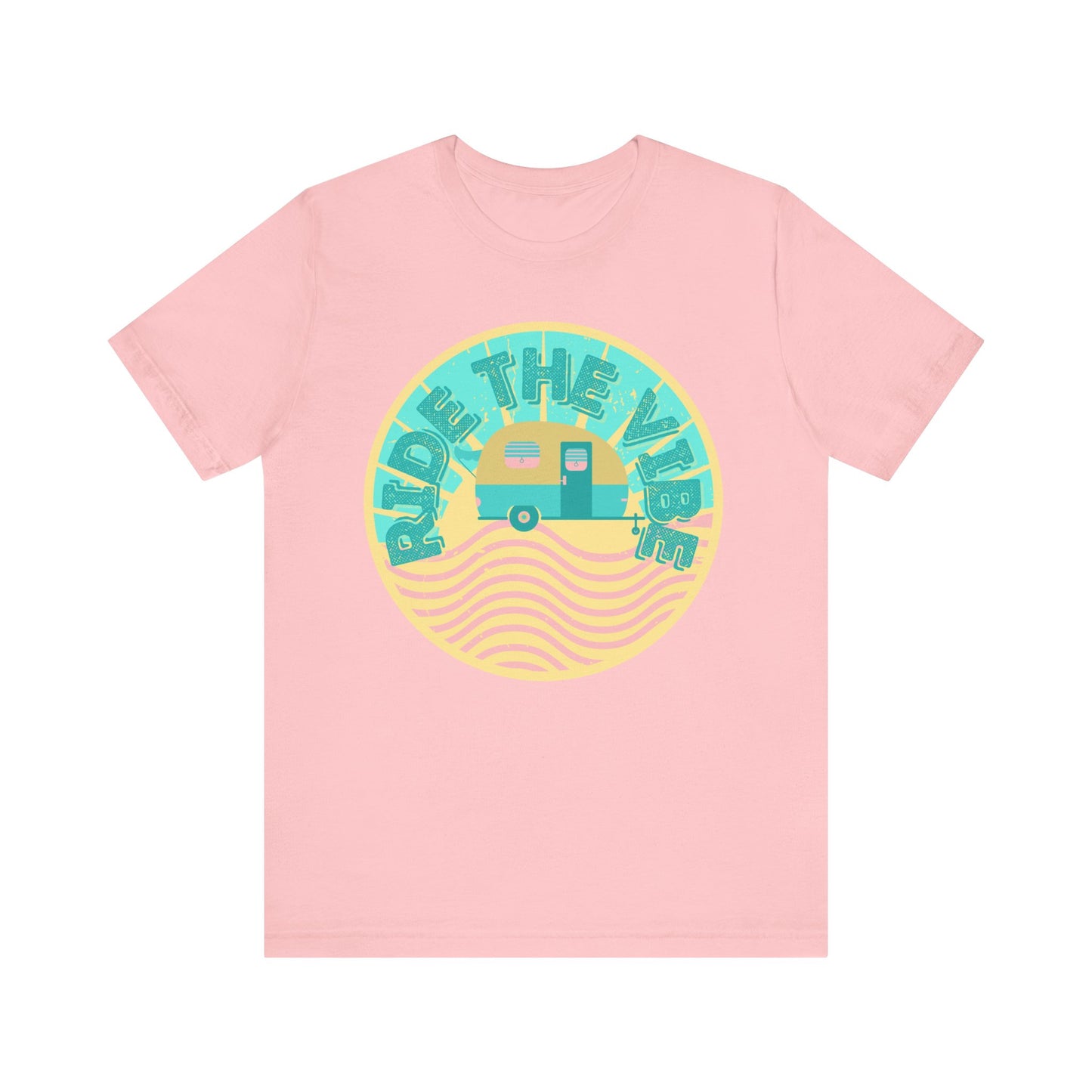 Retro Camping Tee - "Ride the Vibe" Unisex Jersey Short Sleeve Shirt, Summer Fun Shirt, Travel T-Shirt, Adventure Apparel, Outdoorsy Gift