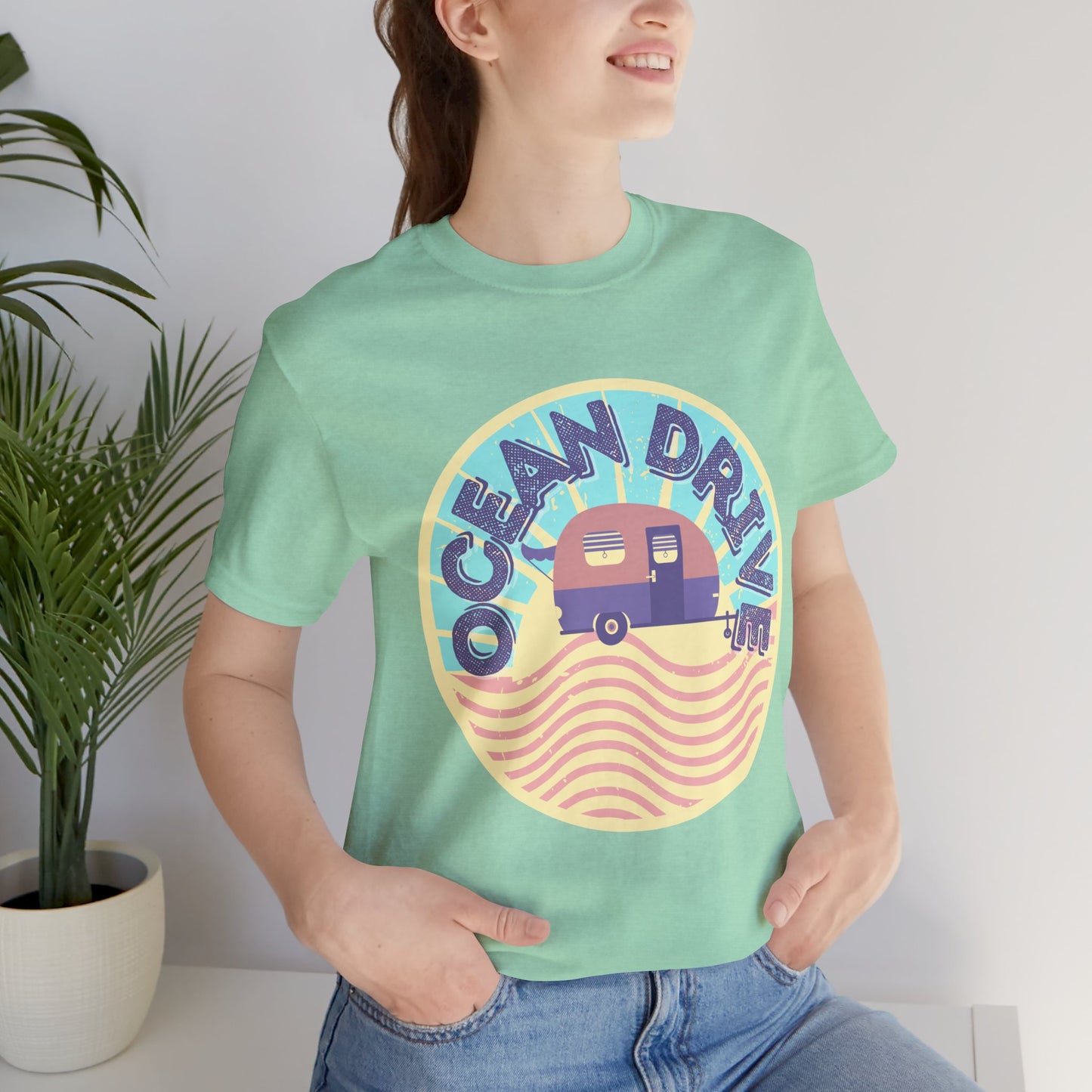 Ocean Drive Unisex Tee - Retro Beach Vibe, Summer Essential, Gift for Travelers, Vacation Shirt, Relaxed Casual Wear