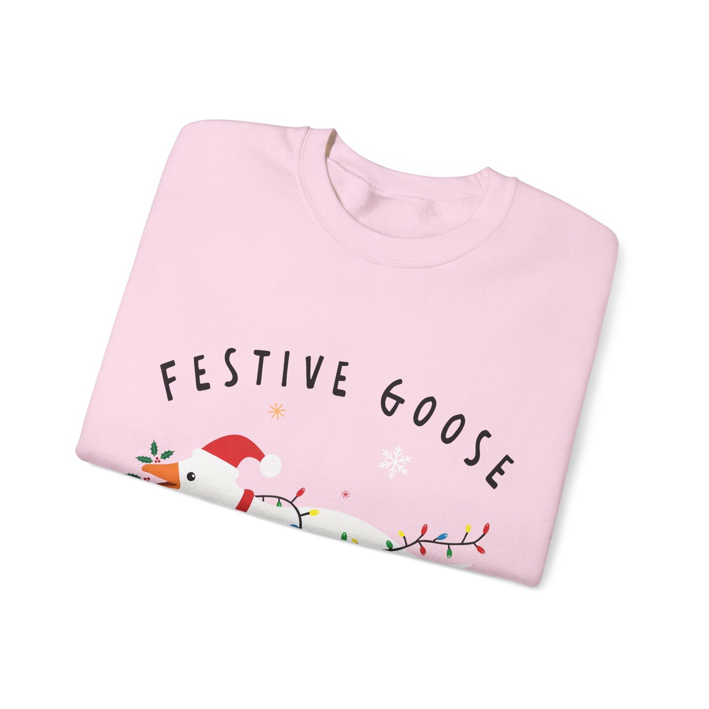 Festive Goose Crewneck Sweatshirt — "Festive Goose On The Loose" Holiday Sweatshirt