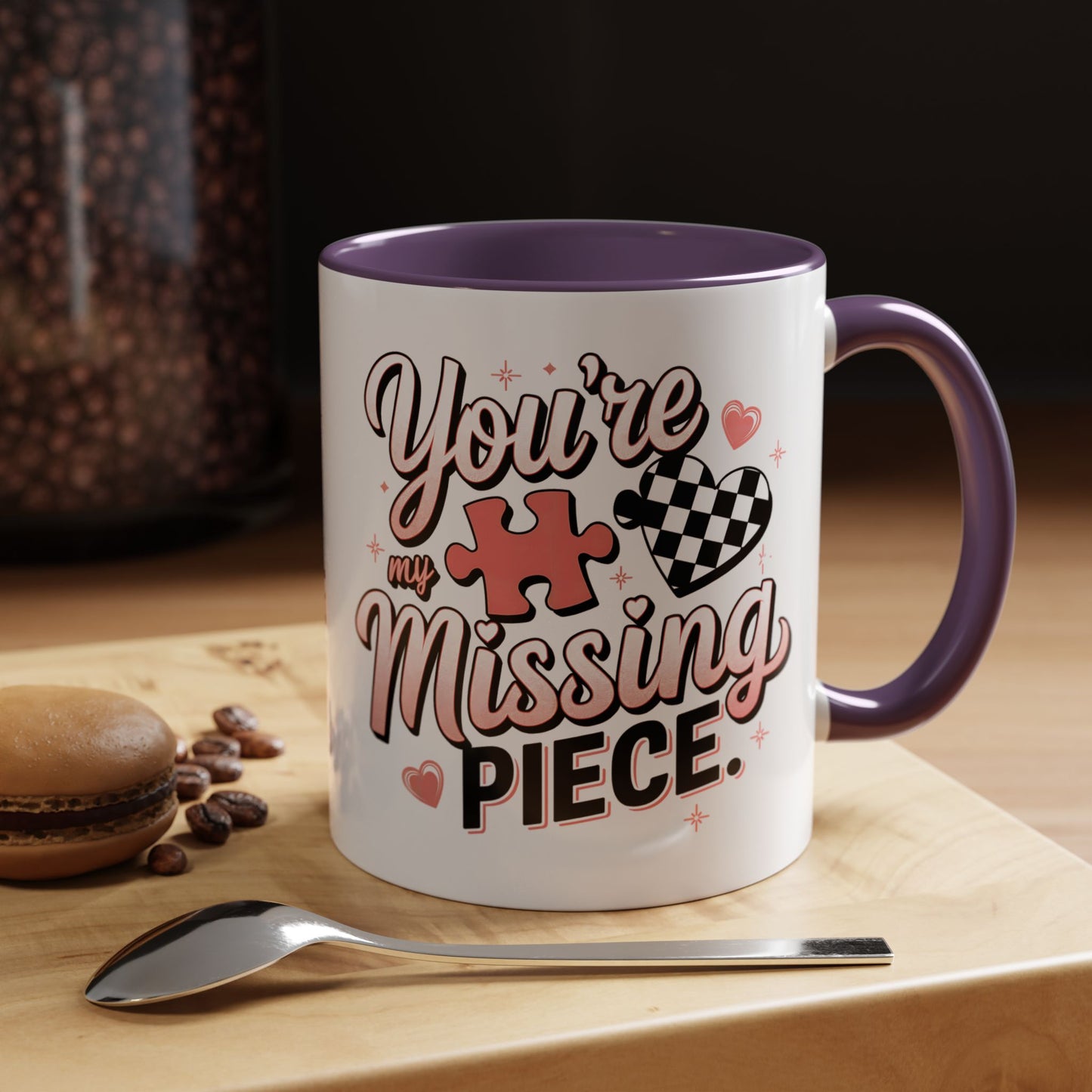 You’re My Missing Piece Accent Coffee Mug — Romantic Puzzle Heart 11/15oz