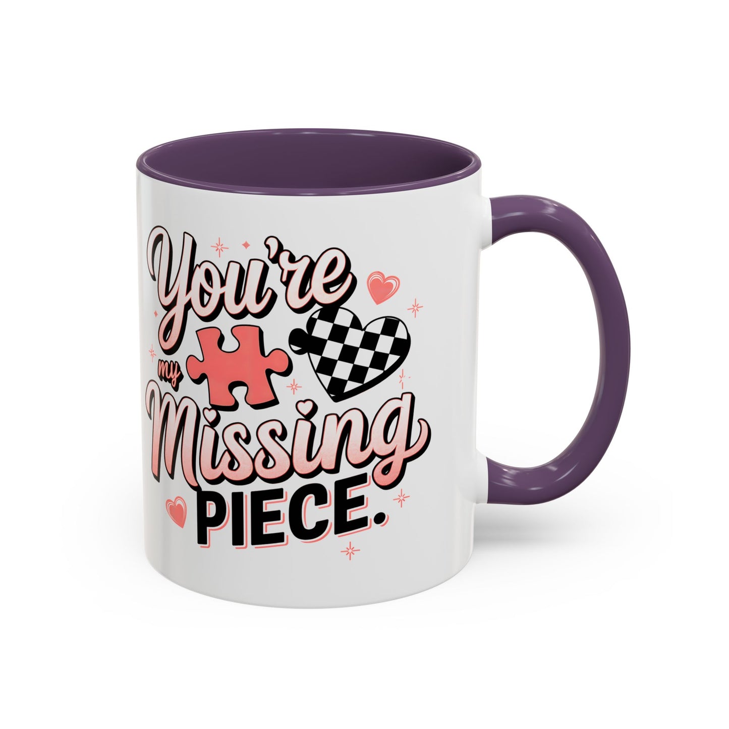 You’re My Missing Piece Accent Coffee Mug — Romantic Puzzle Heart 11/15oz