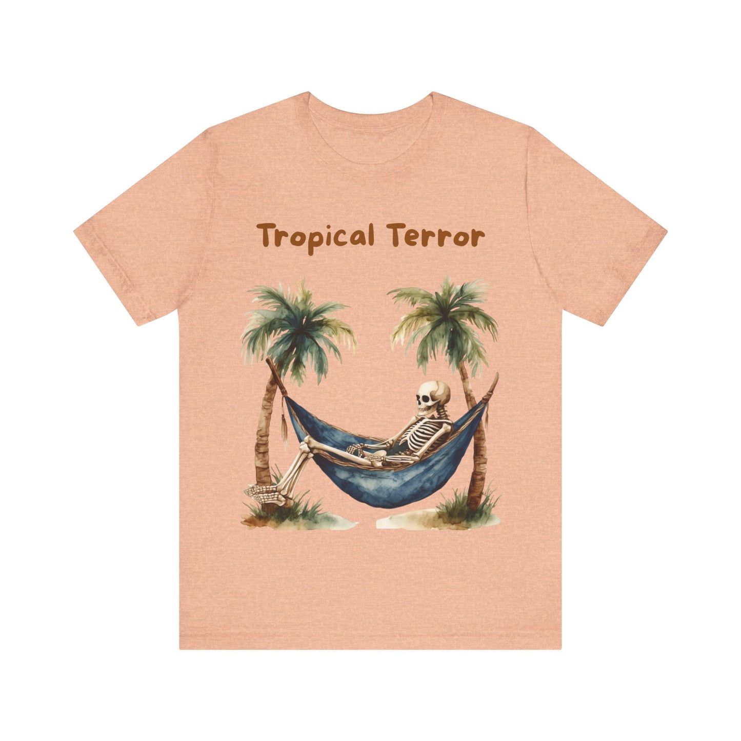 Tropical Terror Unisex Tee, Casual Summer Shirt, Skeleton Graphic T-shirt, Vacation Wear, Halloween Style, Beach Apparel