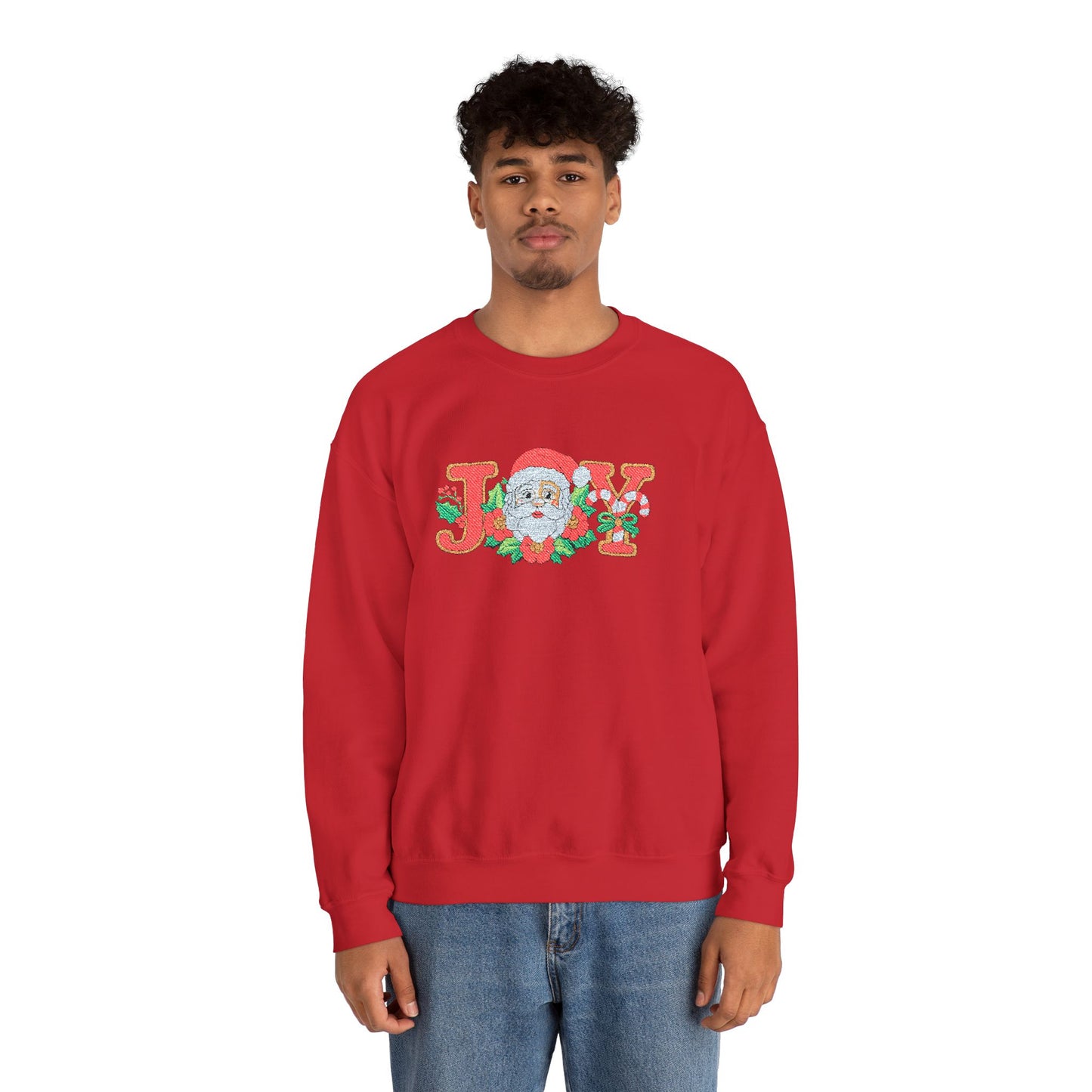 Christmas 'JOY' Crewneck Sweatshirt with Santa Floral Design