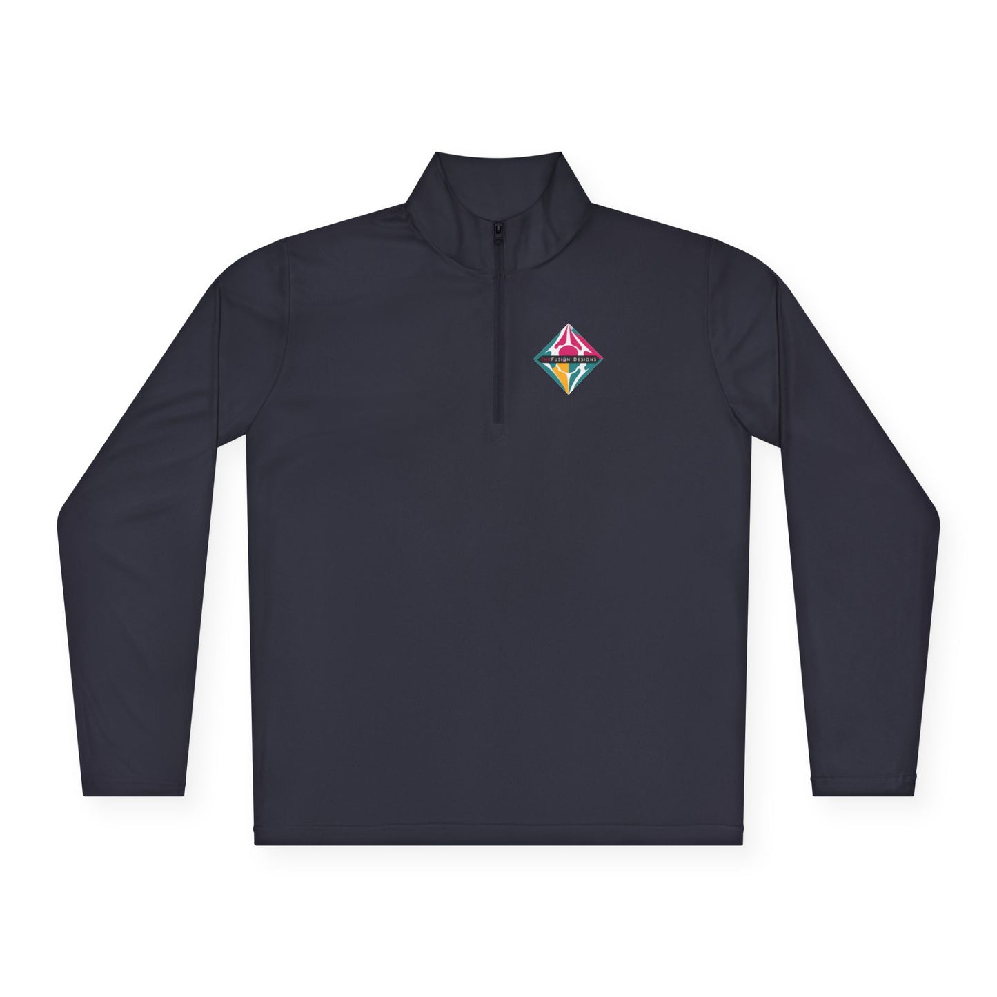 Diamond Prism Quarter-Zip Pullover — Colorful Geometric Chest Logo