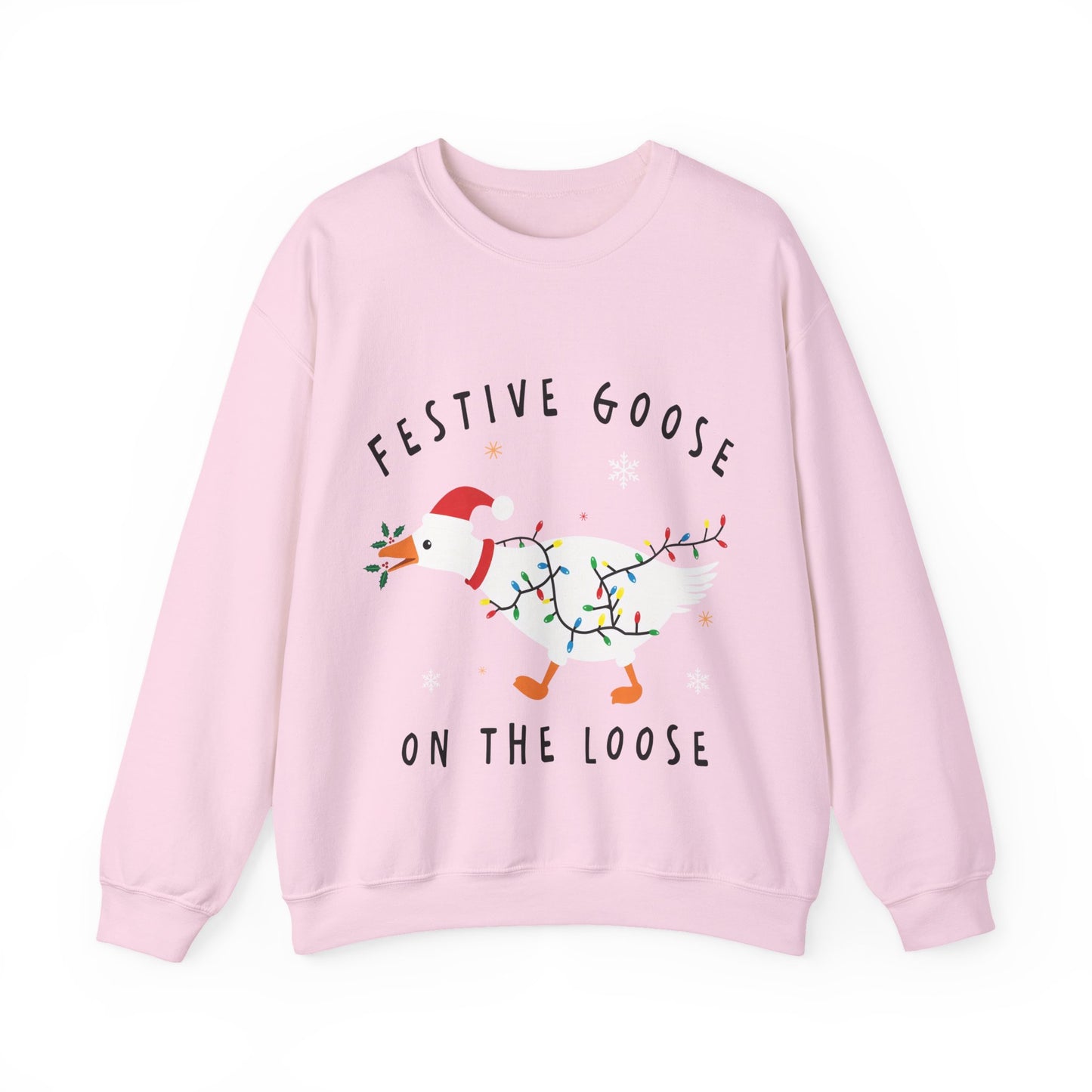 Festive Goose Crewneck Sweatshirt — "Festive Goose On The Loose" Holiday Sweatshirt