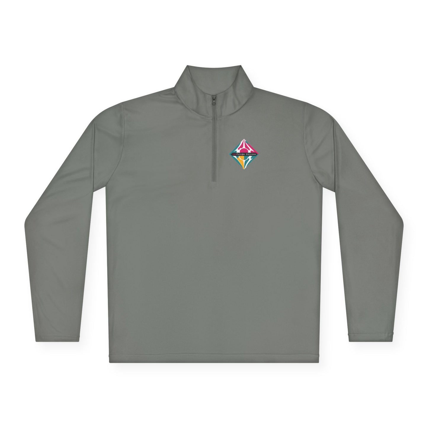 Diamond Prism Quarter-Zip Pullover — Colorful Geometric Chest Logo