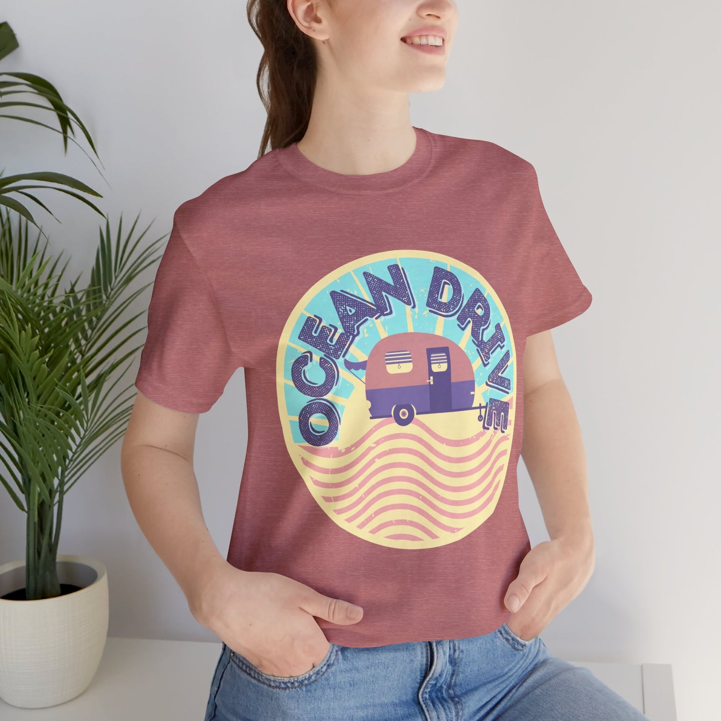 Ocean Drive Unisex Tee - Retro Beach Vibe, Summer Essential, Gift for Travelers, Vacation Shirt, Relaxed Casual Wear