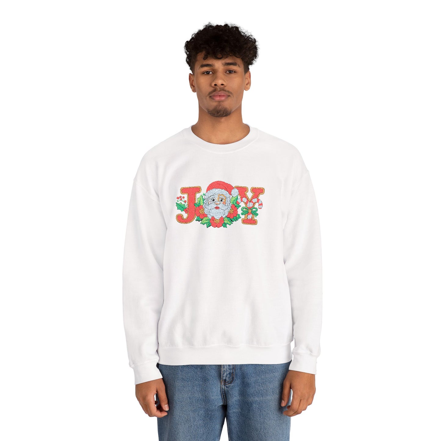 Christmas 'JOY' Crewneck Sweatshirt with Santa Floral Design