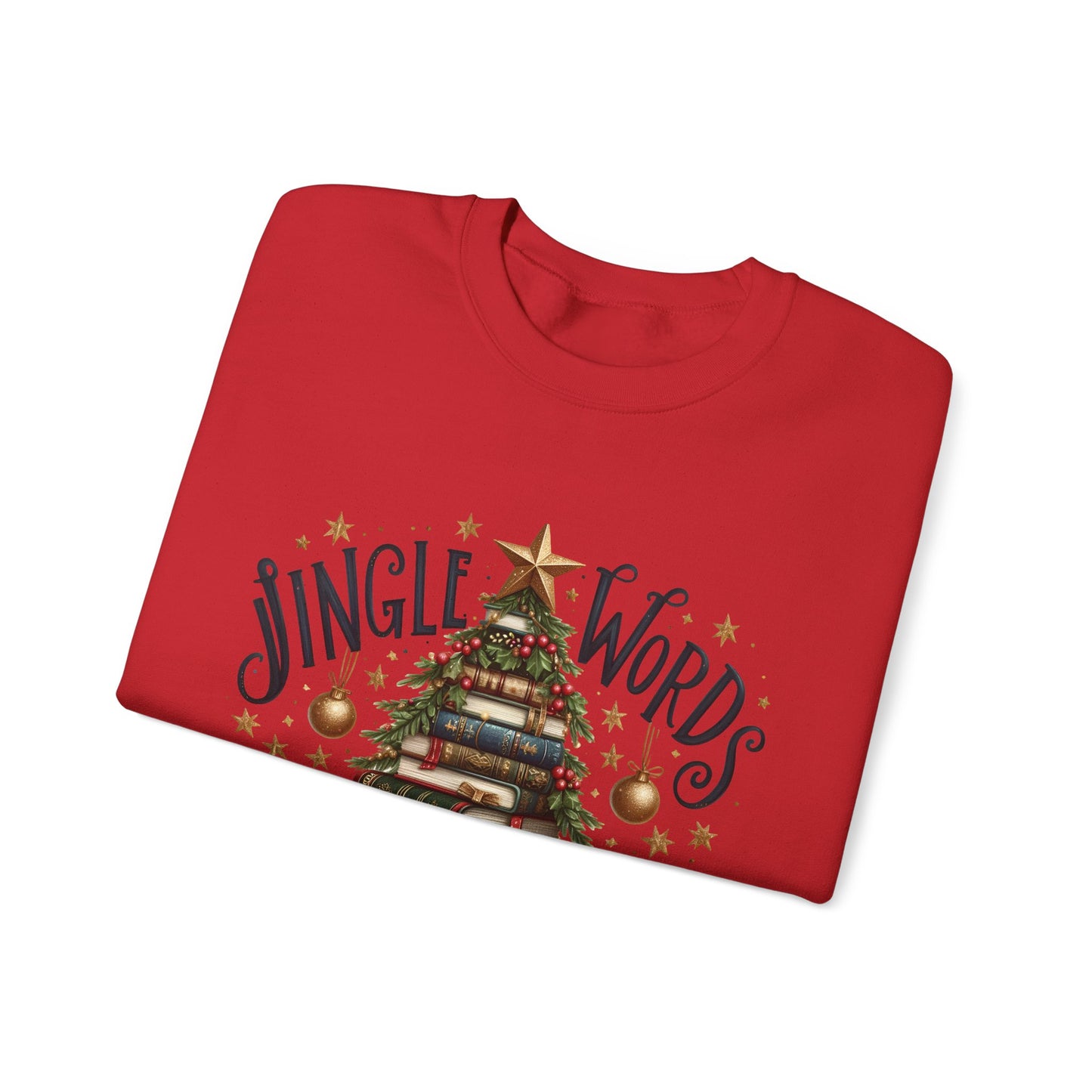Christmas Book Tree Sweatshirt — "Jingle Words" Literary Holiday Crewneck