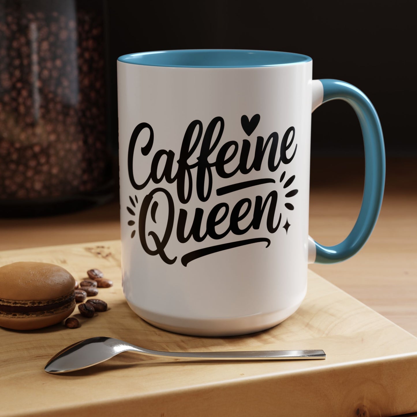 Caffeine Queen Accent Coffee Mug – 11/15oz Black-Handle Ceramic Mug