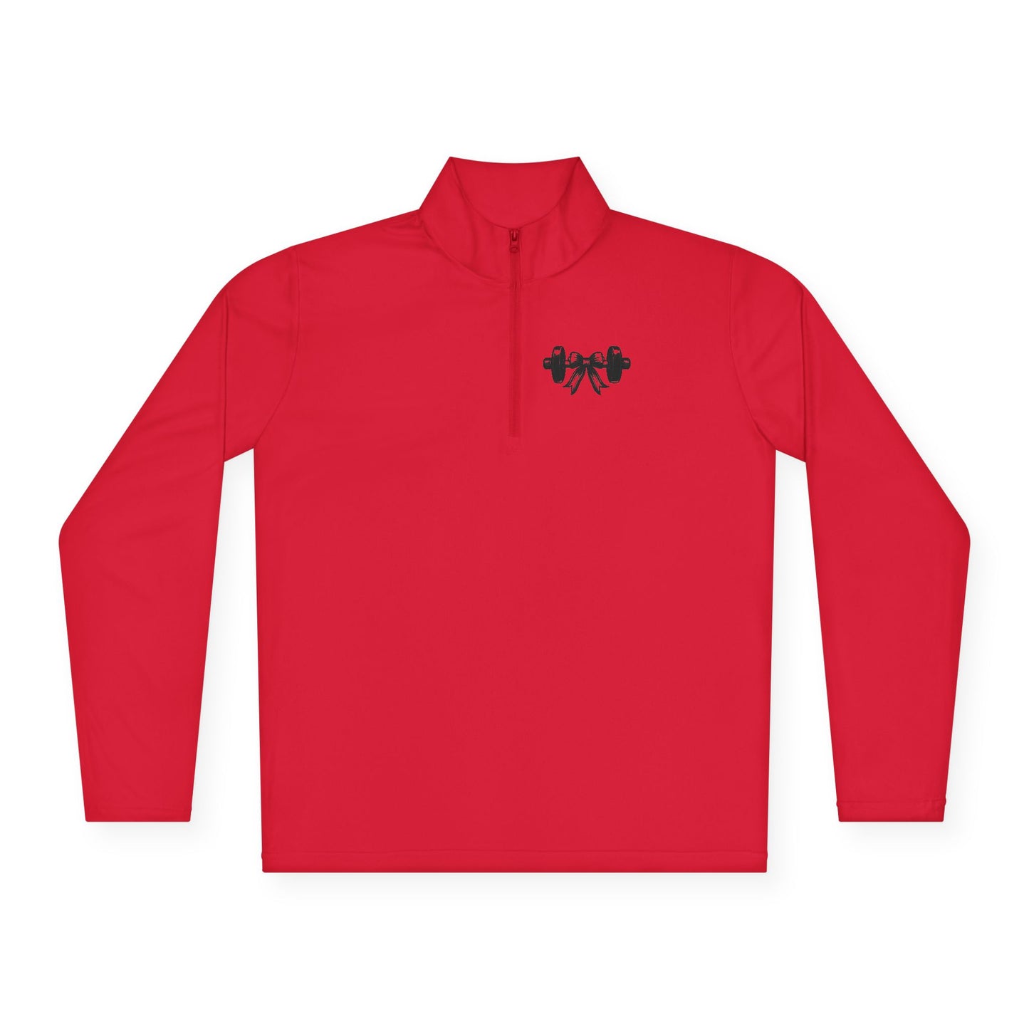 Quarter-Zip Pullover — Small Black Barbell Heart Gym Logo