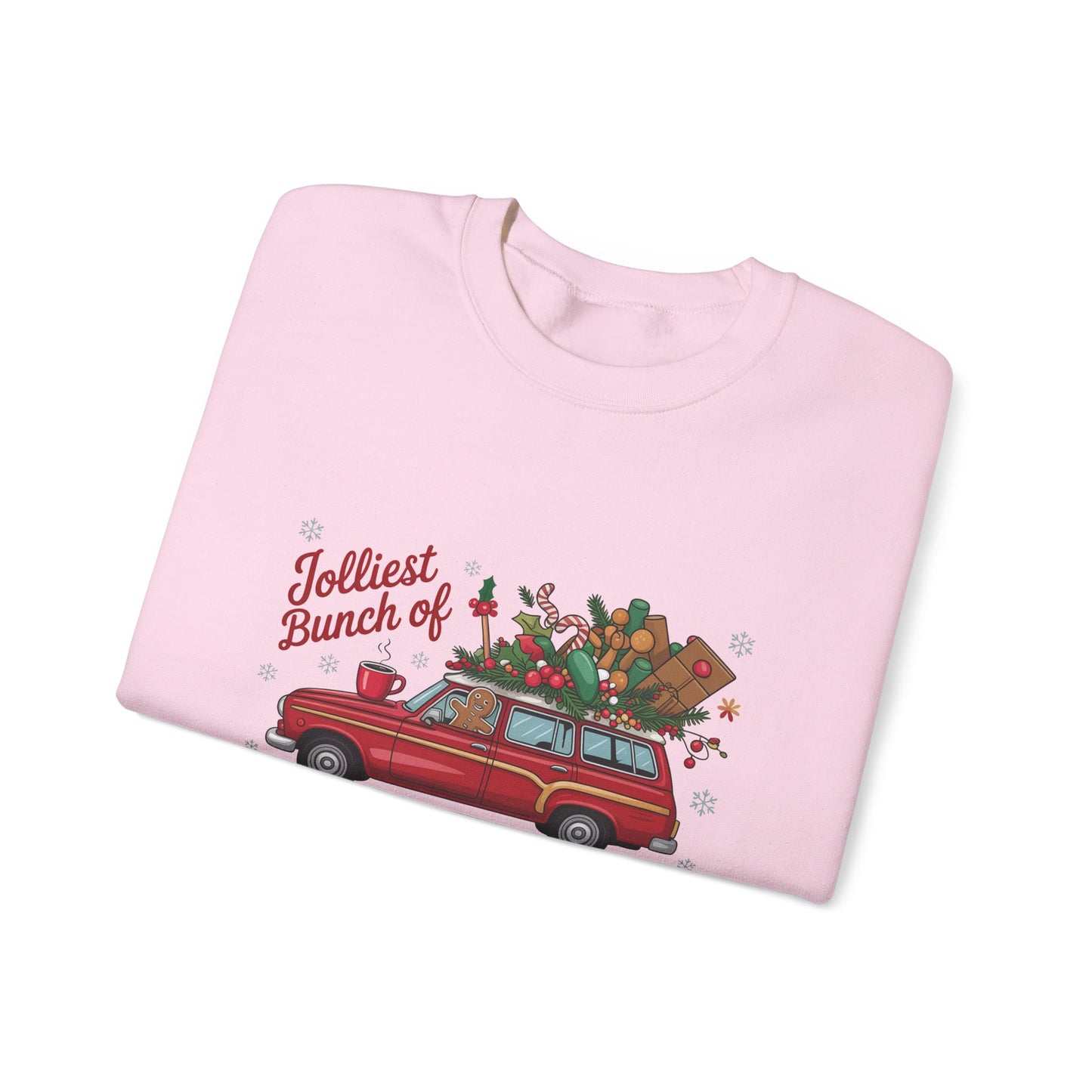Holiday Crewneck Sweatshirt - "Jolliest Bunch of Assholes This Side of the Nuthouse" Vintage Car Christmas Design