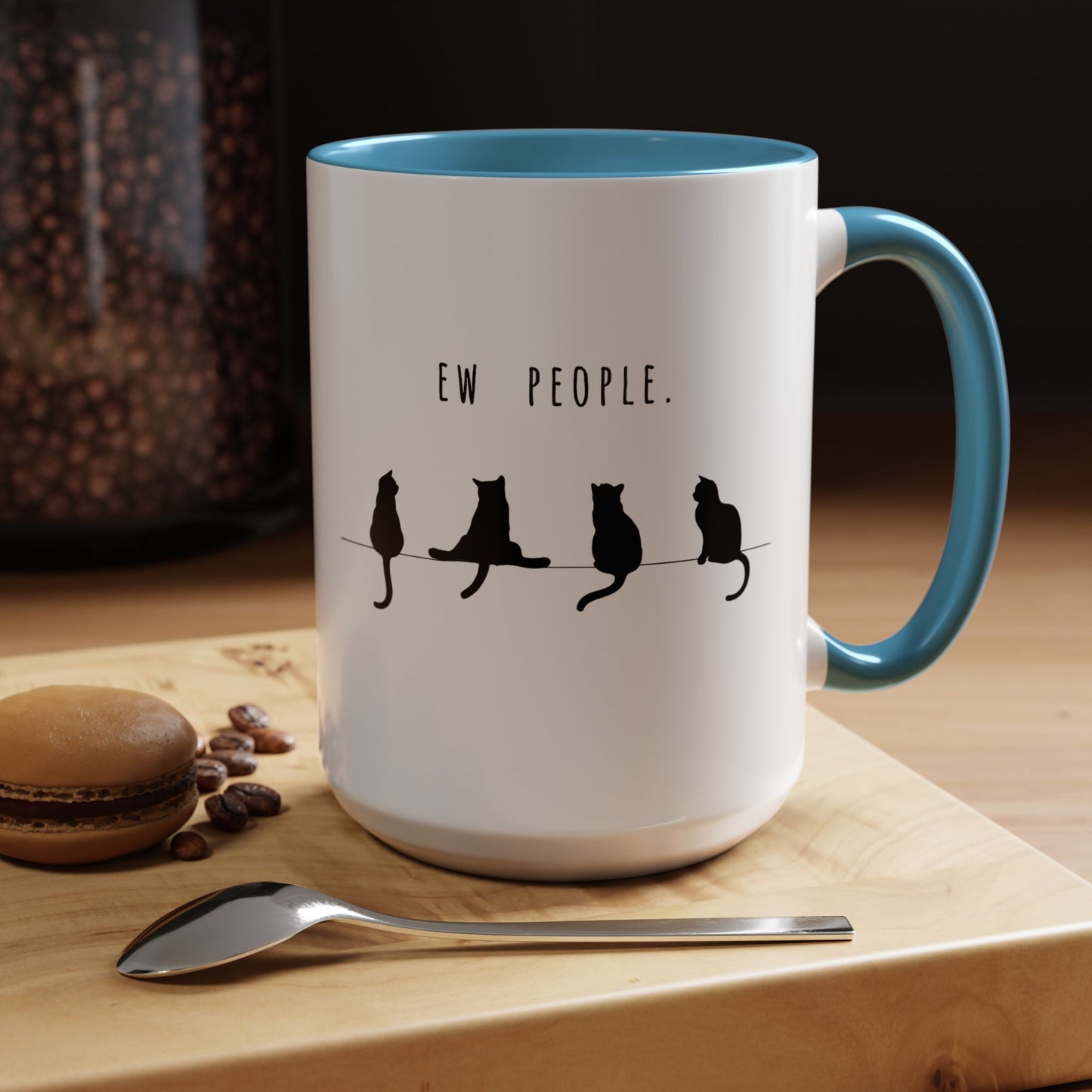 Ew People Cat Mug — Funny Black Cat Coffee Cup (11oz & 15oz)