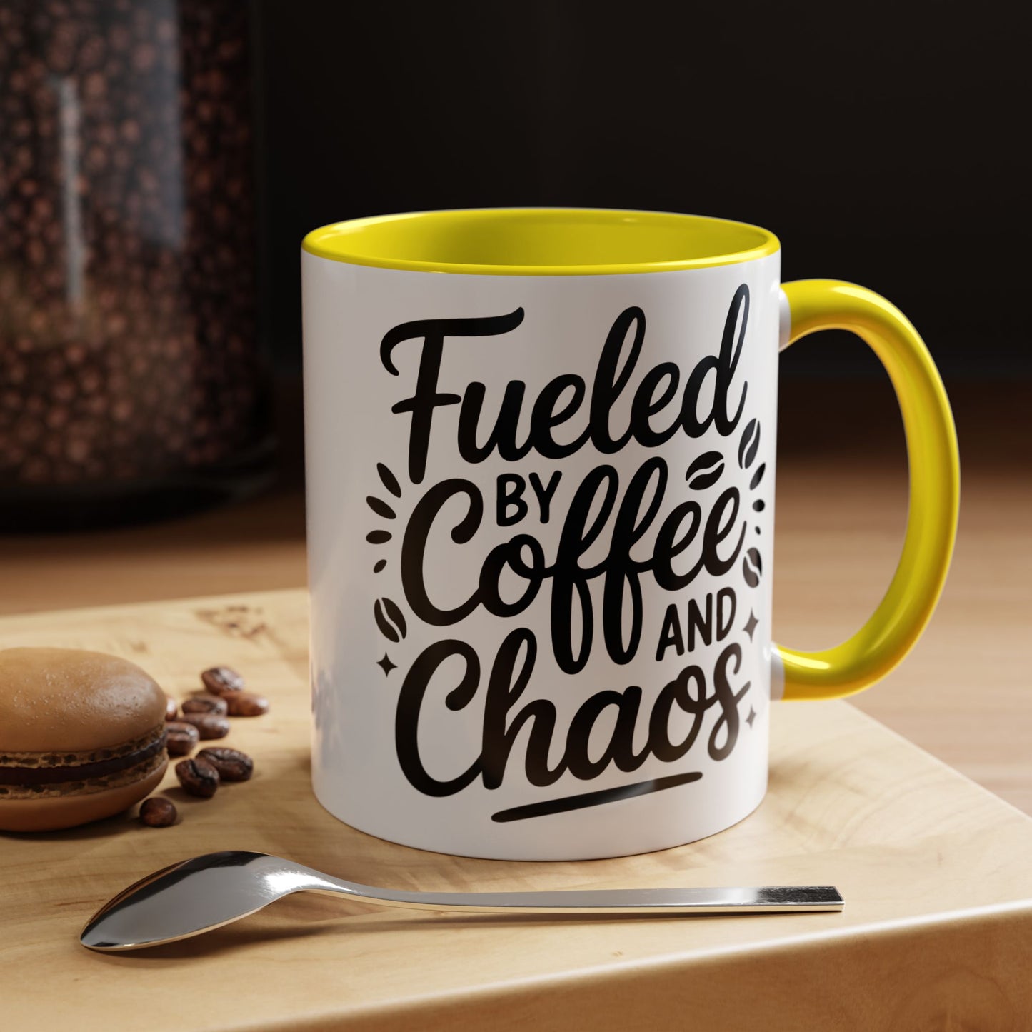 Fueled by Coffee and Chaos Accent Coffee Mug — 11/15oz