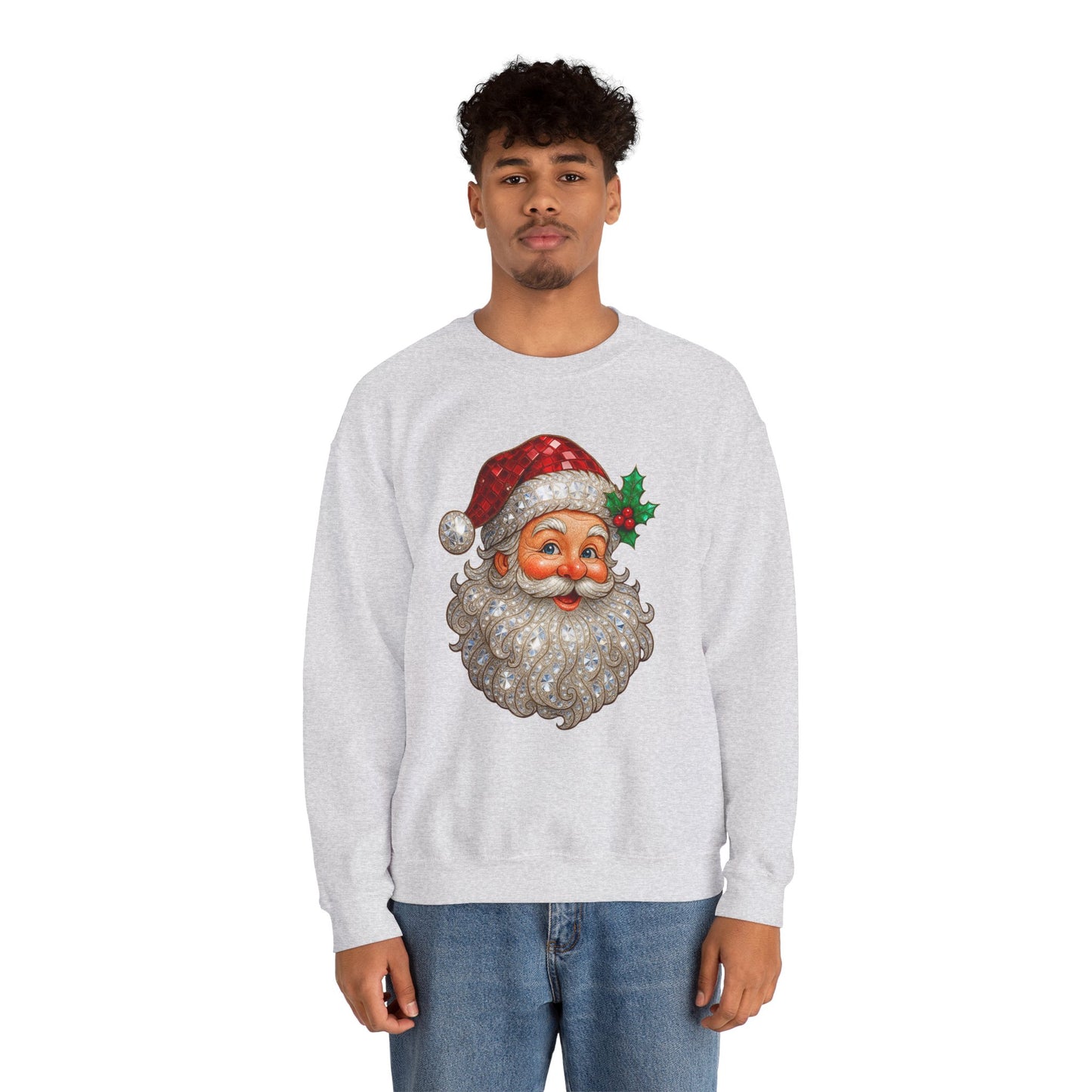 Santa Peek Crewneck Sweatshirt — Vintage Santa Face Christmas Sweatshirt
