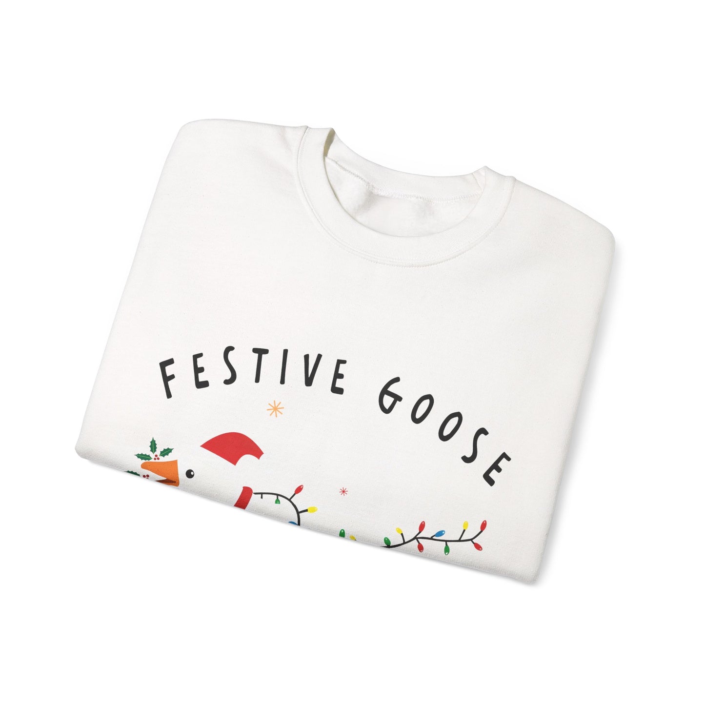 Festive Goose Crewneck Sweatshirt — "Festive Goose On The Loose" Holiday Sweatshirt