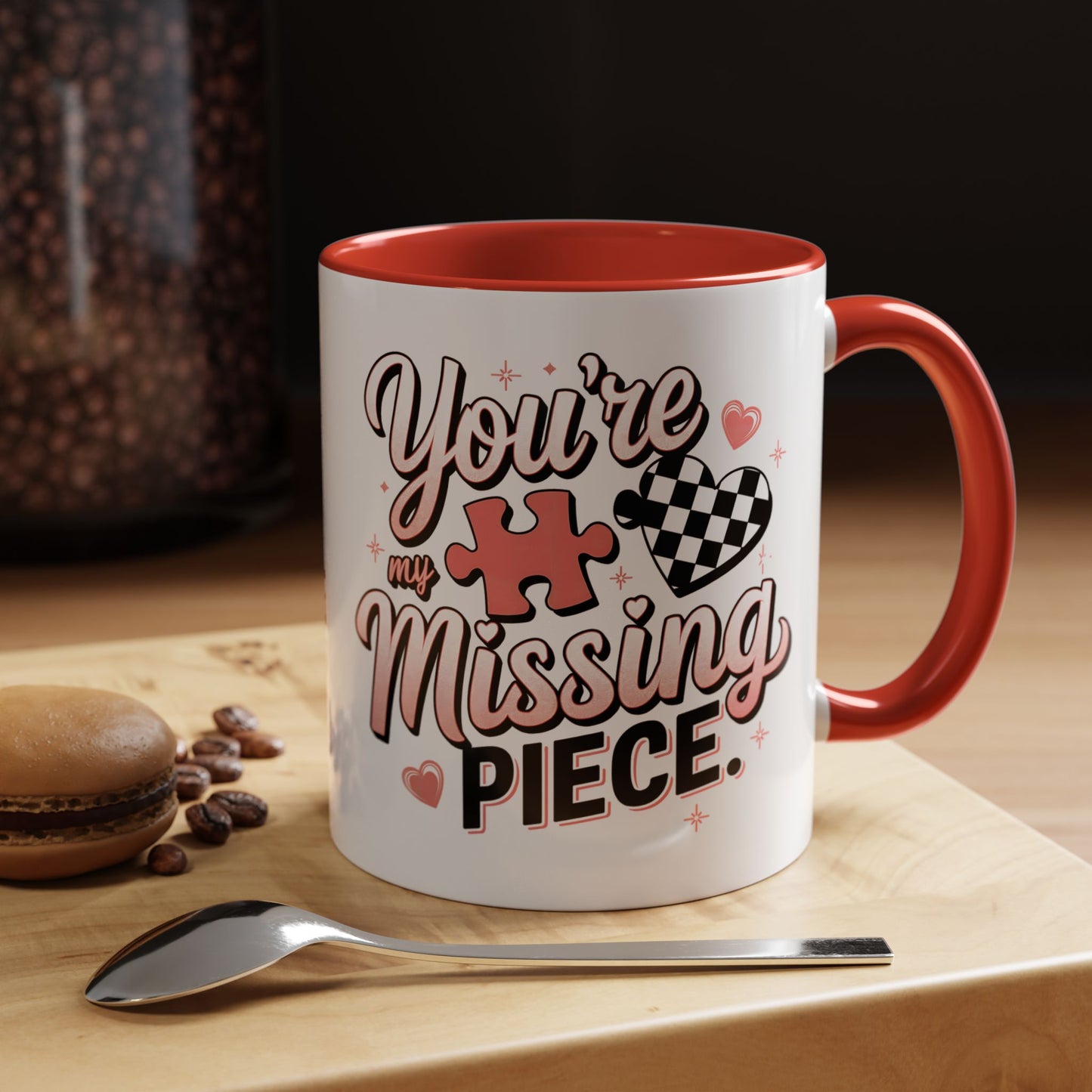 You’re My Missing Piece Accent Coffee Mug — Romantic Puzzle Heart 11/15oz