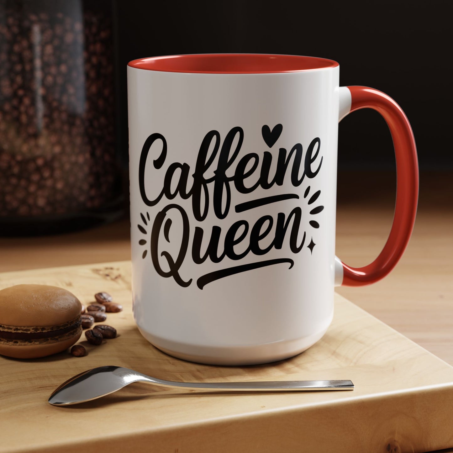 Caffeine Queen Accent Coffee Mug – 11/15oz Black-Handle Ceramic Mug