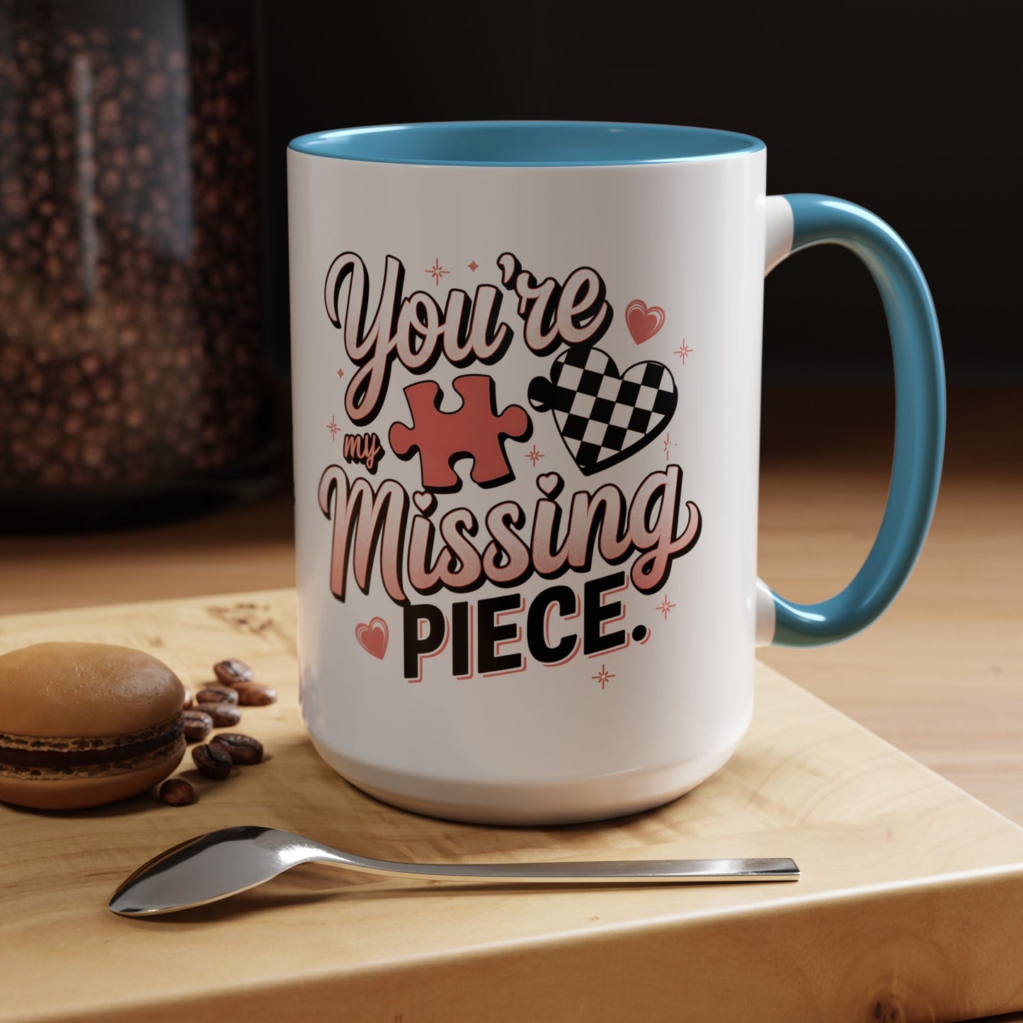 You’re My Missing Piece Accent Coffee Mug — Romantic Puzzle Heart 11/15oz