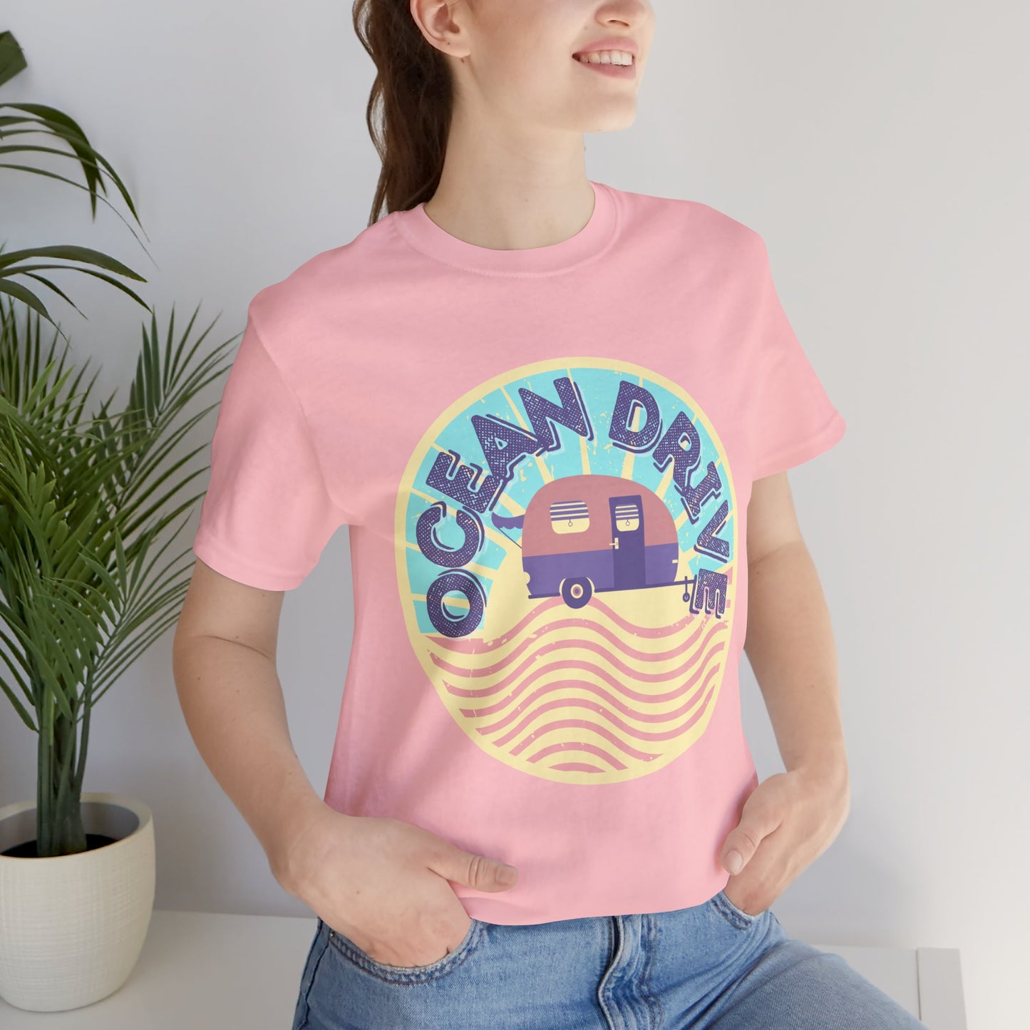 Ocean Drive Unisex Tee - Retro Beach Vibe, Summer Essential, Gift for Travelers, Vacation Shirt, Relaxed Casual Wear