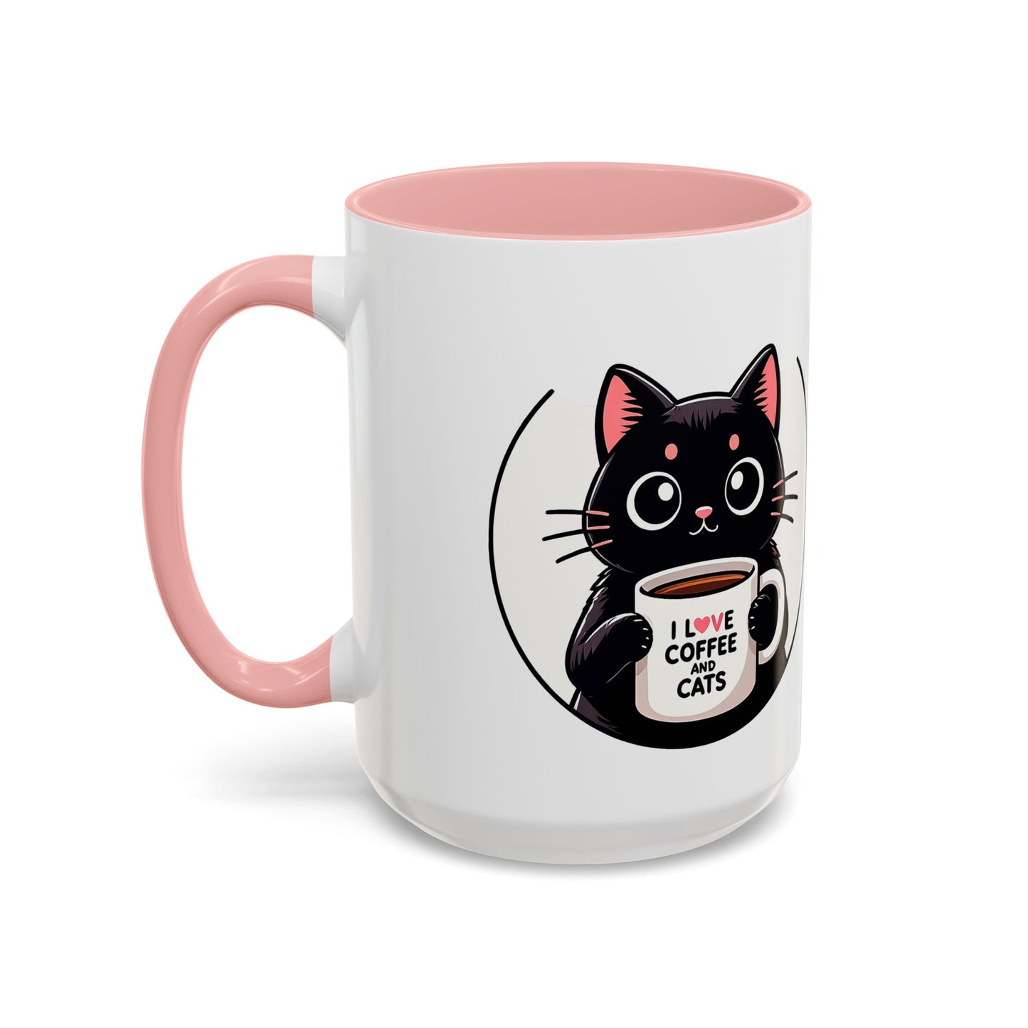 Cat Lover Coffee Mug — "I Love Coffee & Cats" Accent Ceramic Mug (11/15oz)