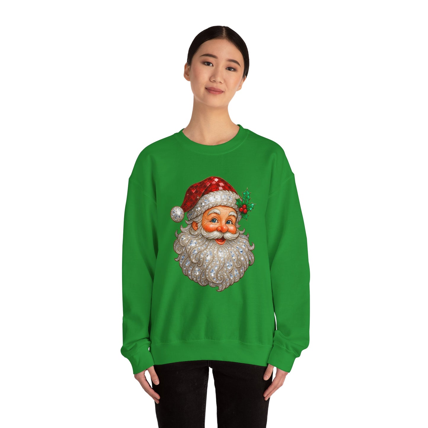 Santa Peek Crewneck Sweatshirt — Vintage Santa Face Christmas Sweatshirt