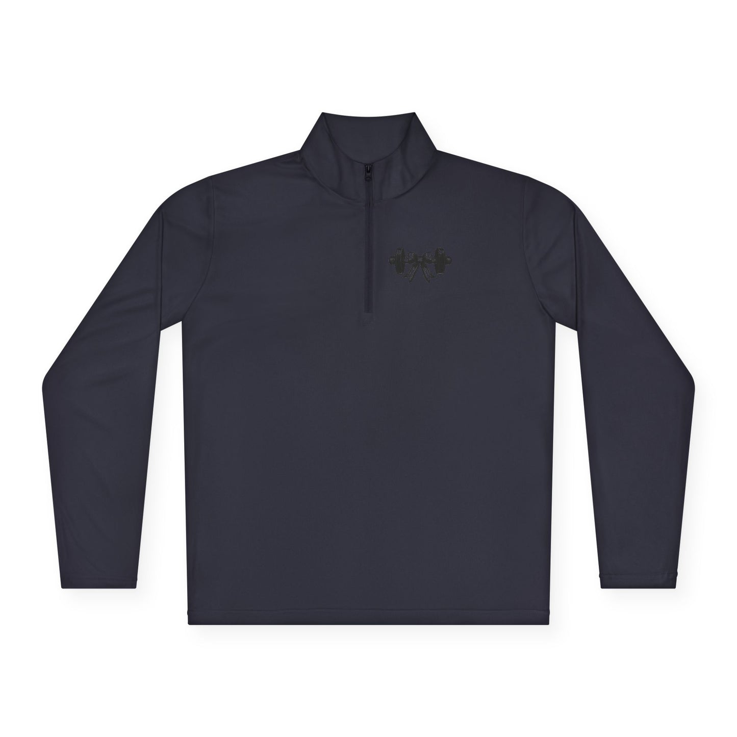 Quarter-Zip Pullover — Small Black Barbell Heart Gym Logo
