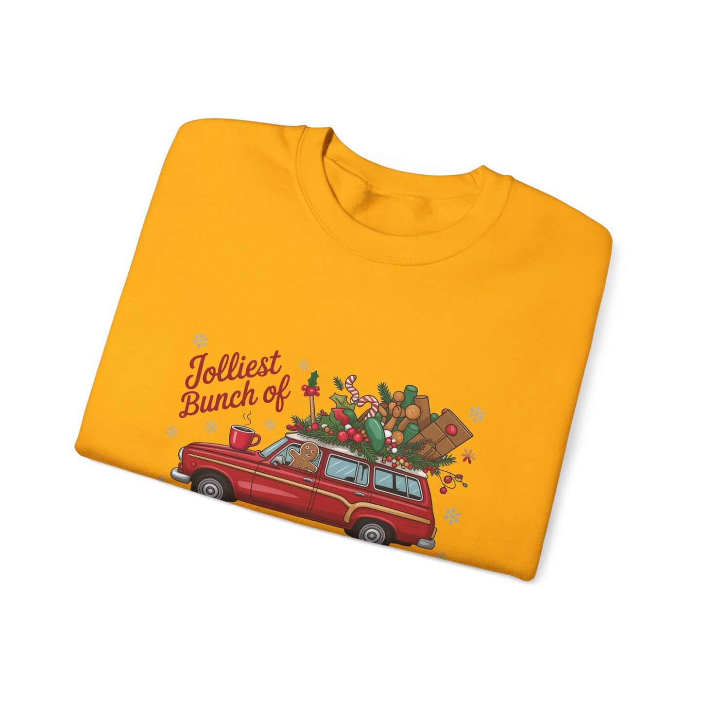 Holiday Crewneck Sweatshirt - "Jolliest Bunch of Assholes This Side of the Nuthouse" Vintage Car Christmas Design