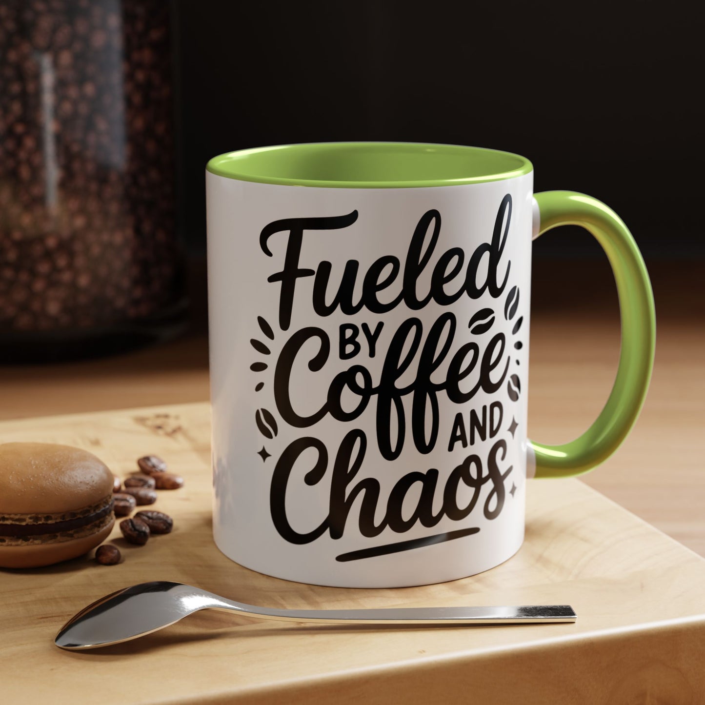 Fueled by Coffee and Chaos Accent Coffee Mug — 11/15oz
