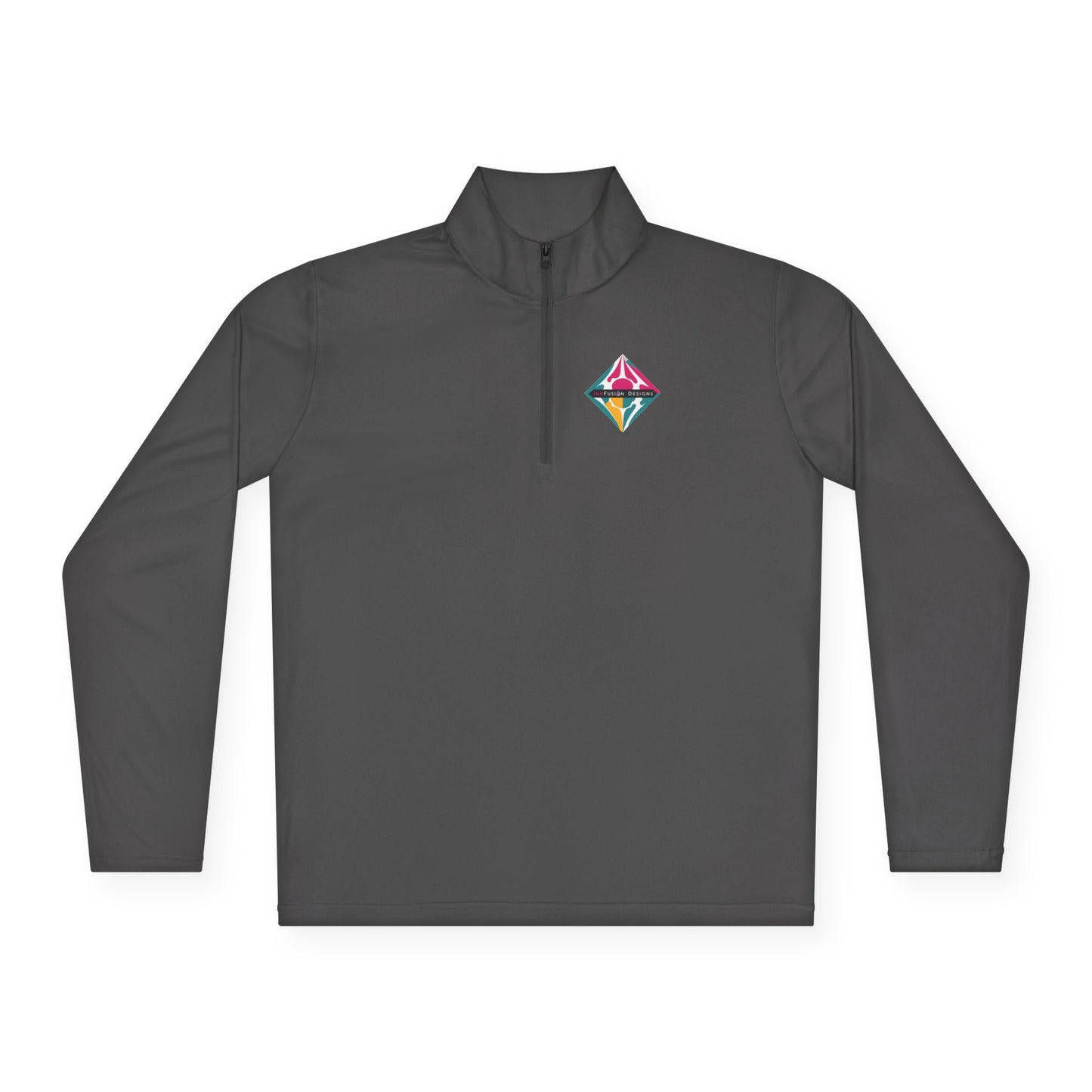 Diamond Prism Quarter-Zip Pullover — Colorful Geometric Chest Logo