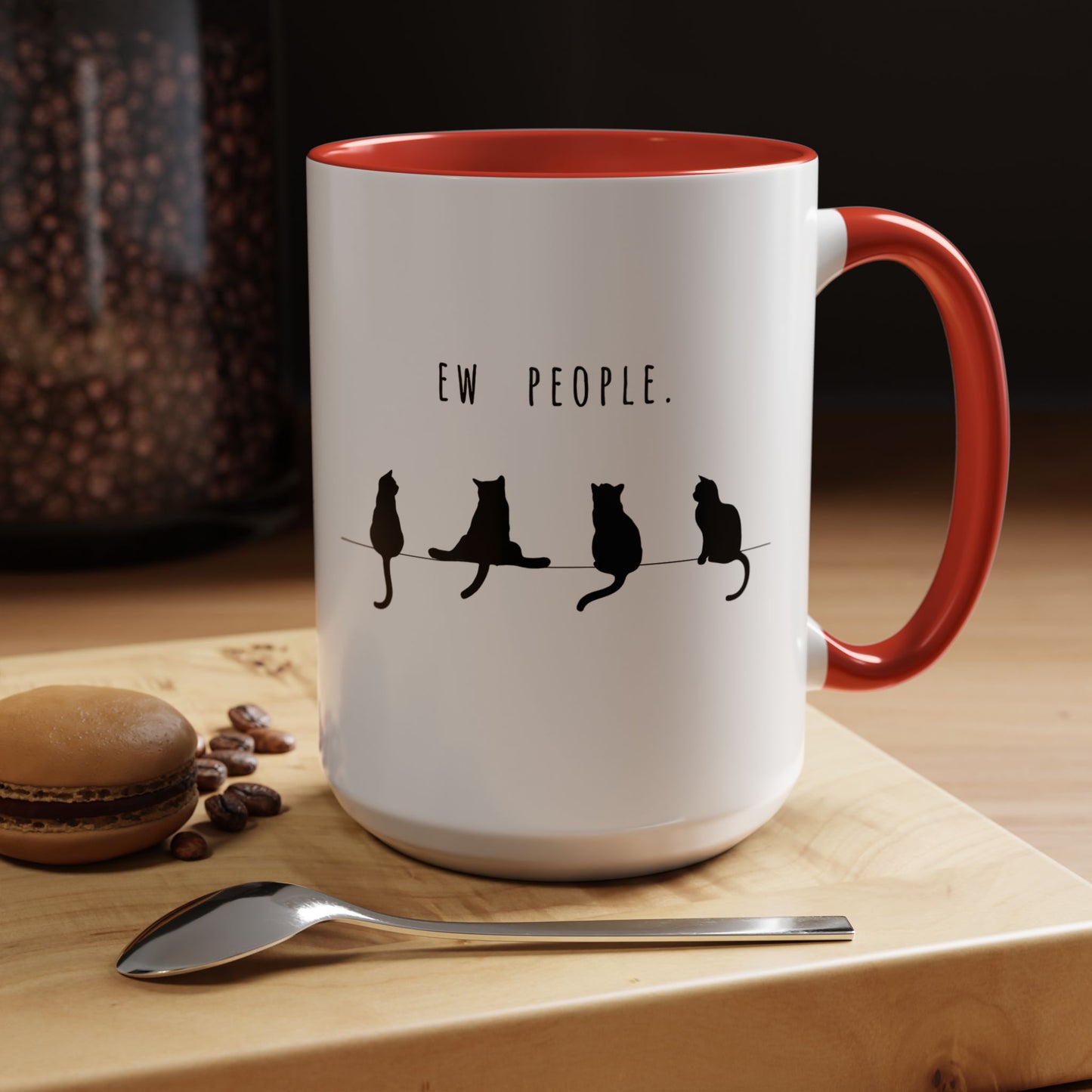 Ew People Cat Mug — Funny Black Cat Coffee Cup (11oz & 15oz)