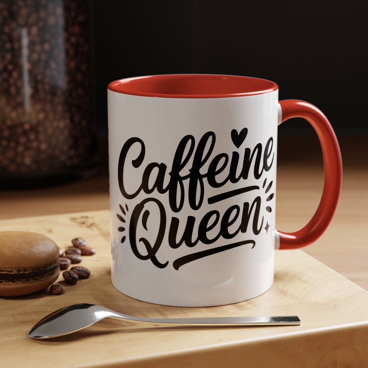 Caffeine Queen Accent Coffee Mug – 11/15oz Black-Handle Ceramic Mug