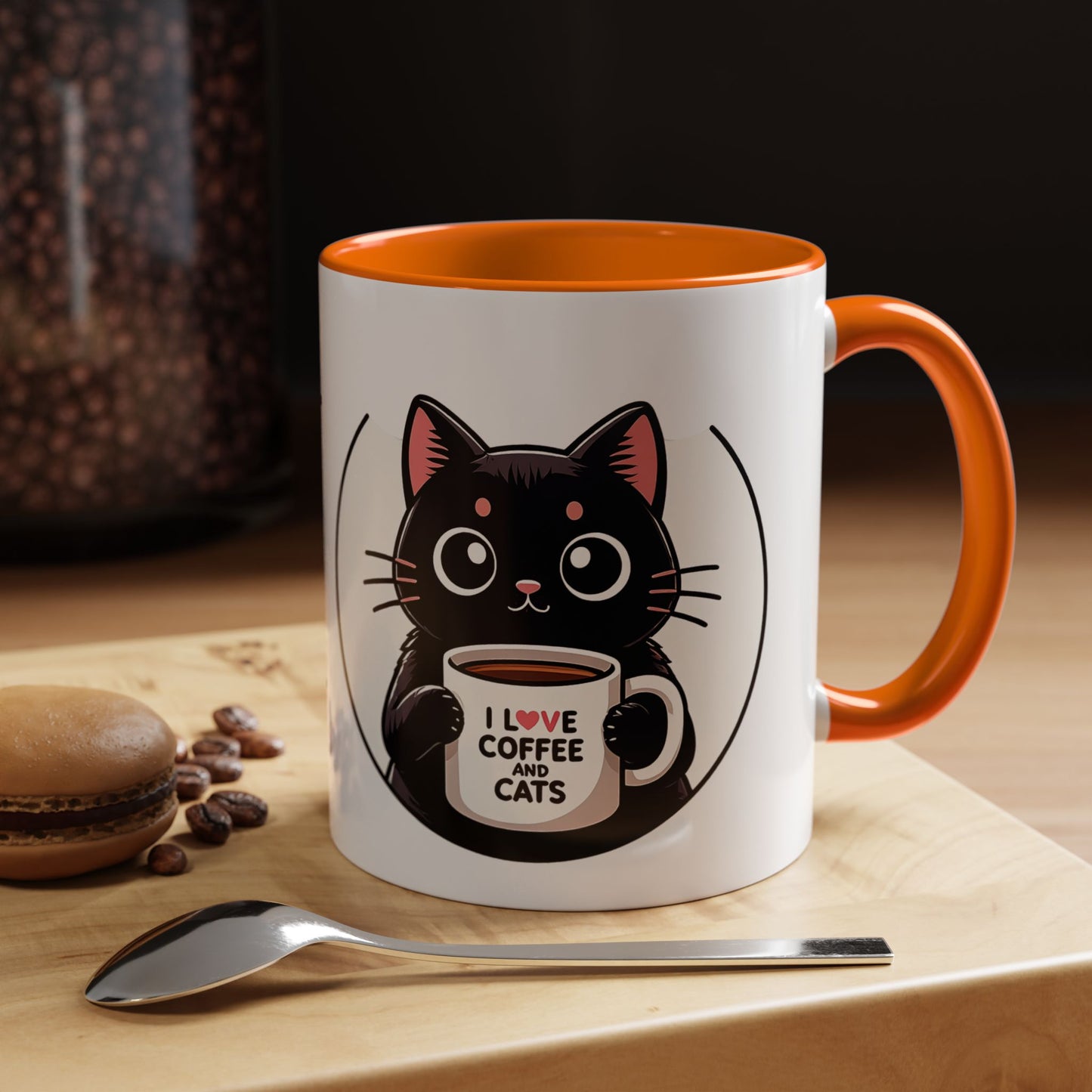 Cat Lover Coffee Mug — "I Love Coffee & Cats" Accent Ceramic Mug (11/15oz)
