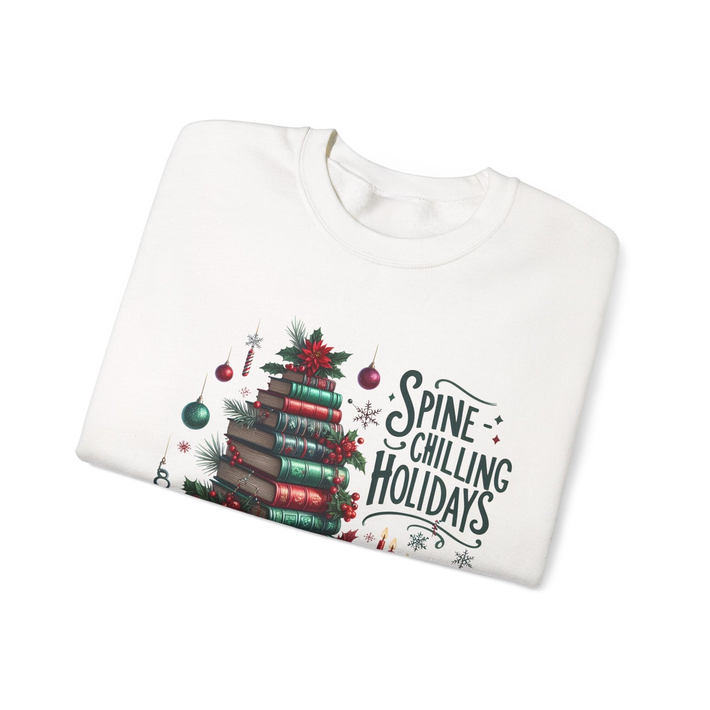 Sweatshirt — "Spine-Chilling Holidays" Book Stack Christmas Crewneck