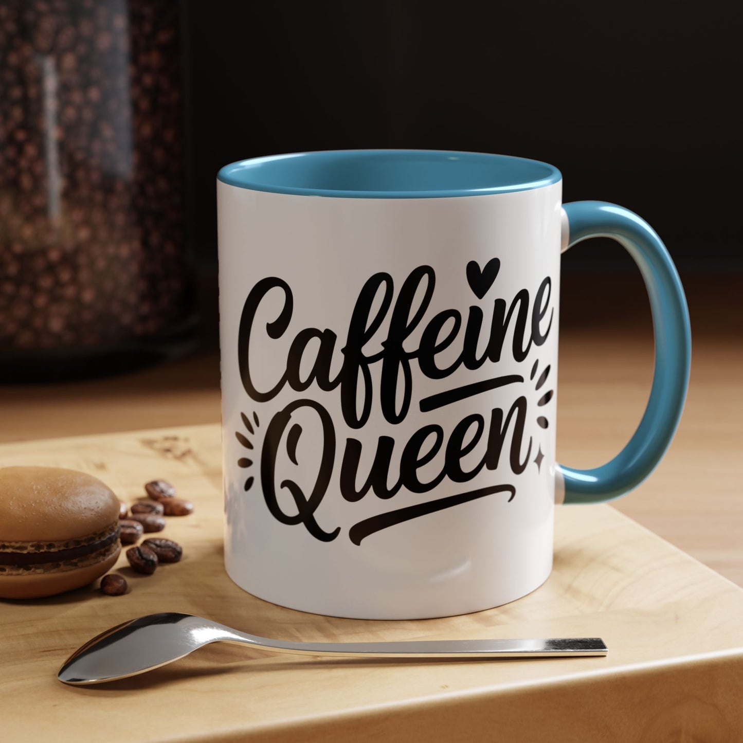 Caffeine Queen Accent Coffee Mug – 11/15oz Black-Handle Ceramic Mug