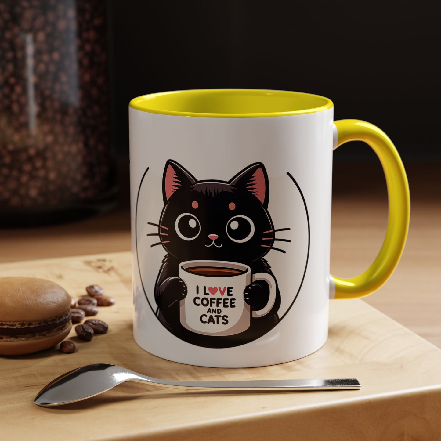 Cat Lover Coffee Mug — "I Love Coffee & Cats" Accent Ceramic Mug (11/15oz)