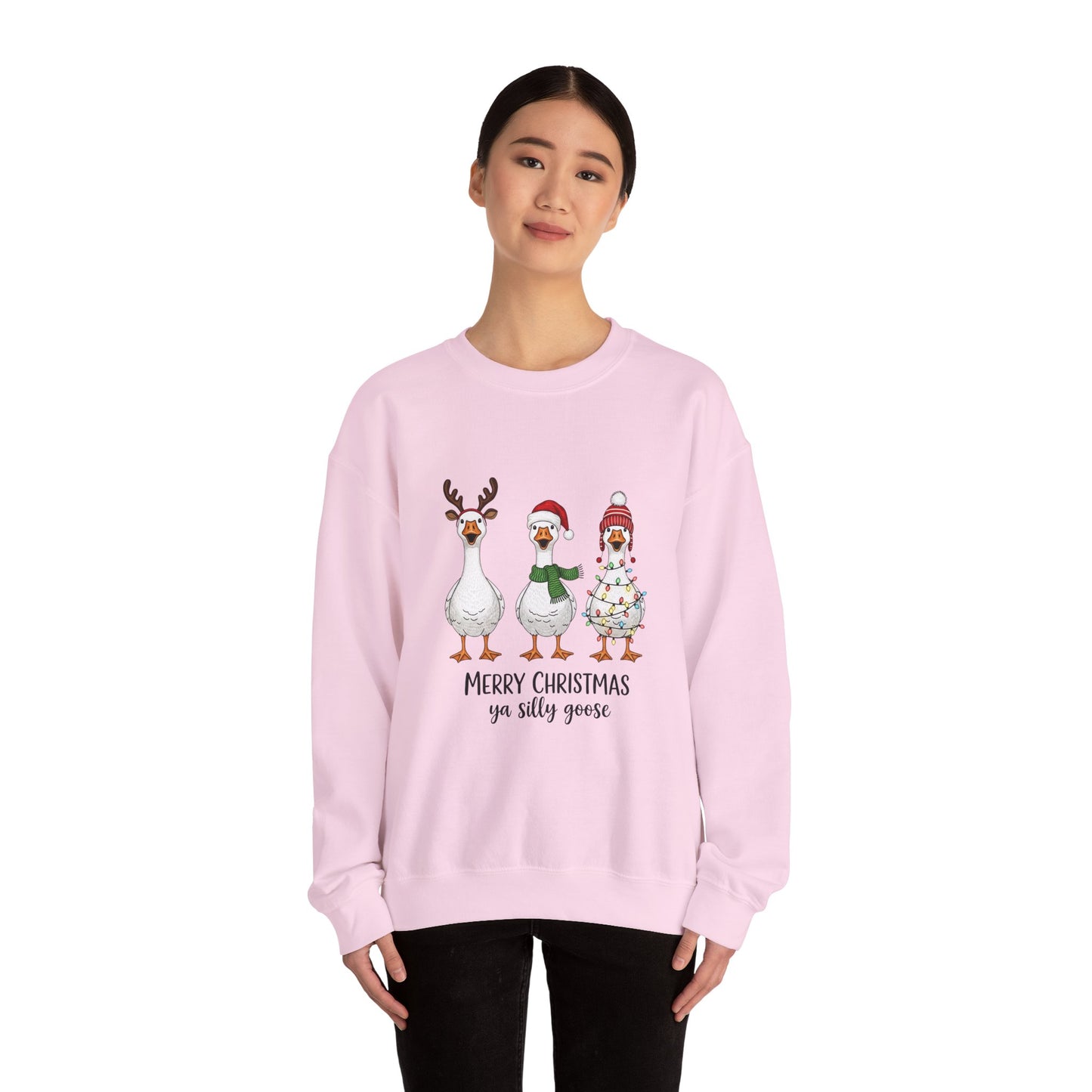 Christmas Geese Sweatshirt — “Merry Christmas ya silly geese” Holiday Crewneck