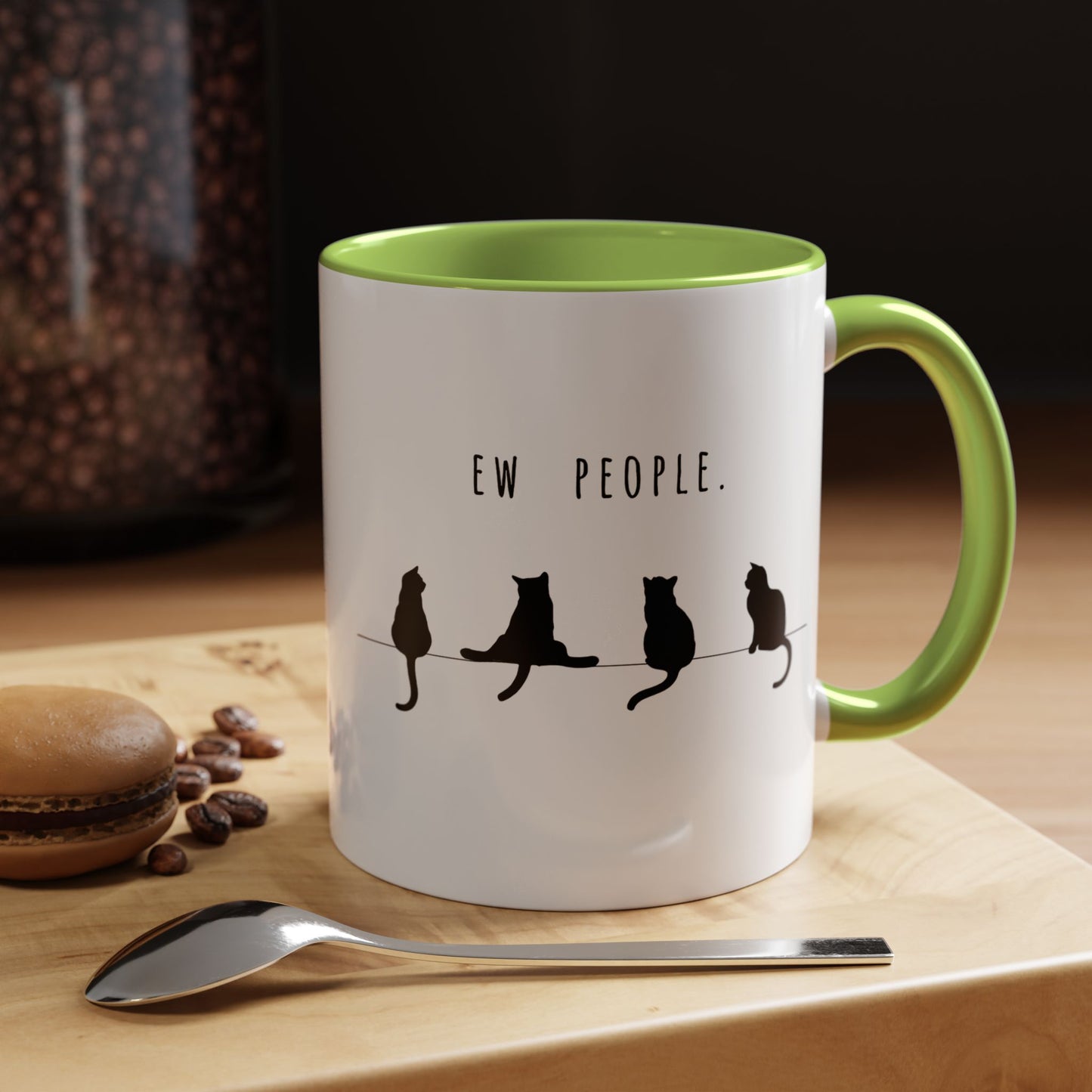 Ew People Cat Mug — Funny Black Cat Coffee Cup (11oz & 15oz)
