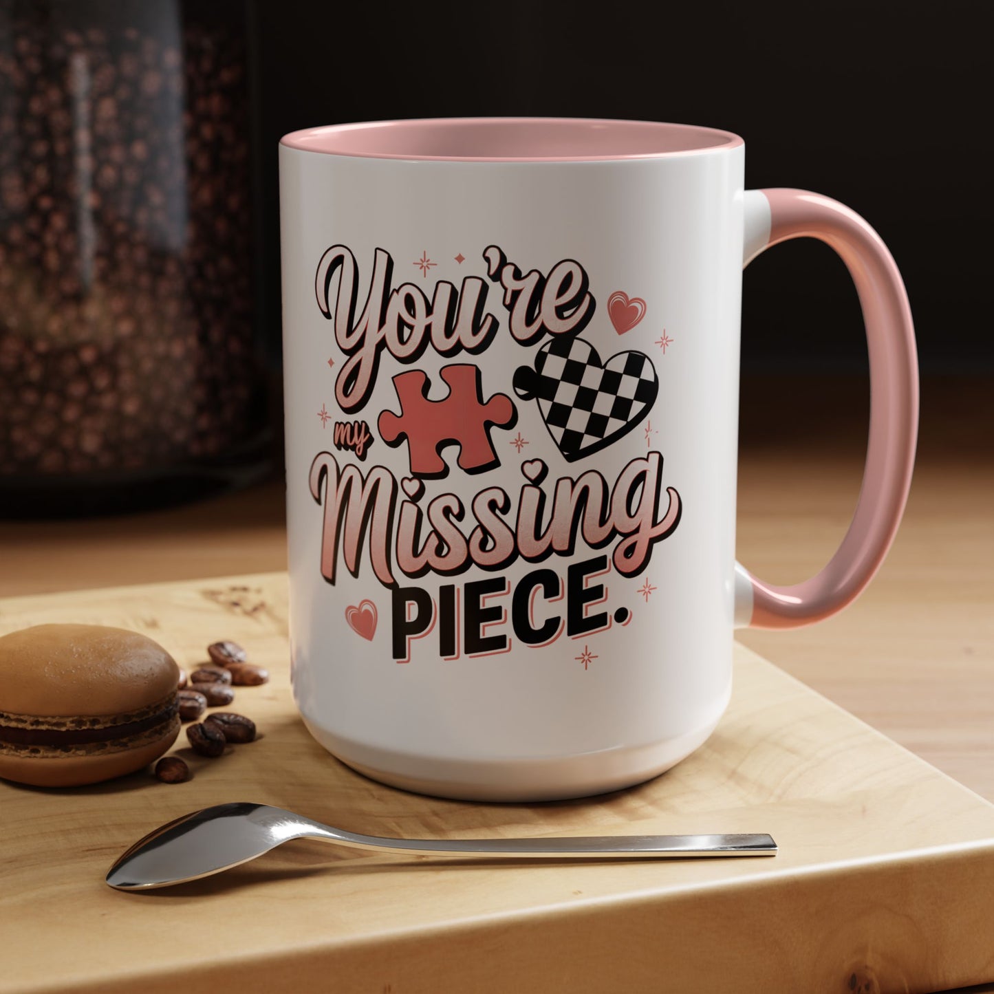 You’re My Missing Piece Accent Coffee Mug — Romantic Puzzle Heart 11/15oz