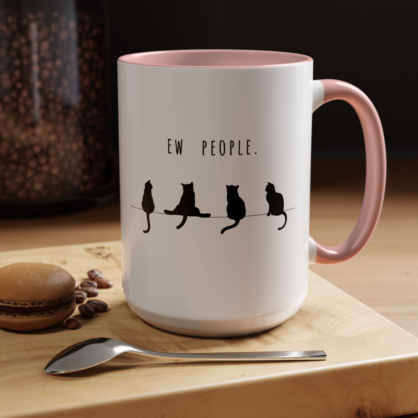 Ew People Cat Mug — Funny Black Cat Coffee Cup (11oz & 15oz)