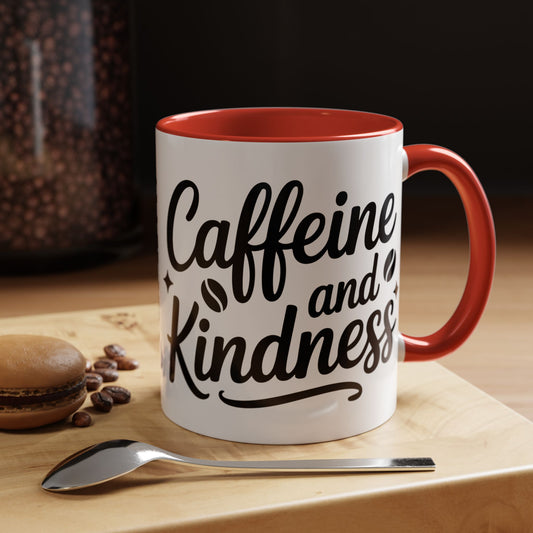 Caffeine and Kindness Accent Coffee Mug — 11/15oz