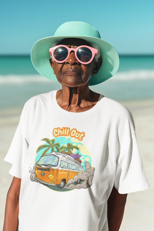Chill Out Graphic Tee, Summer T-Shirt, Beach Vibes Shirt, Retro Camper Tee, Vacation Apparel, Gift for Travel Lovers