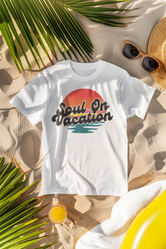 Soul On Vacation Tee, Relaxed Summer T-Shirt, Graphic Vacation Shirt, Beach Lovers Apparel, Unisex Travel T-Shirt