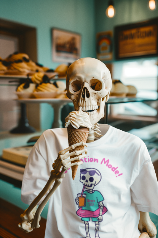 Boo-Cation Mode Skeleton Tee, Halloween T-Shirt, Fun Graphic Tee, Summer Vacation Shirt, Cute Skeleton Outfit, Casual Halloween Apparel