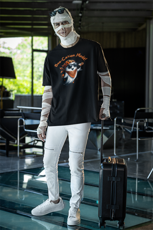 Boo-Cation Mode Ghost Tee, Halloween Shirt, Funny Ghost T-Shirt, Cute Summer Vacation Tee, Spooky Casual Wear