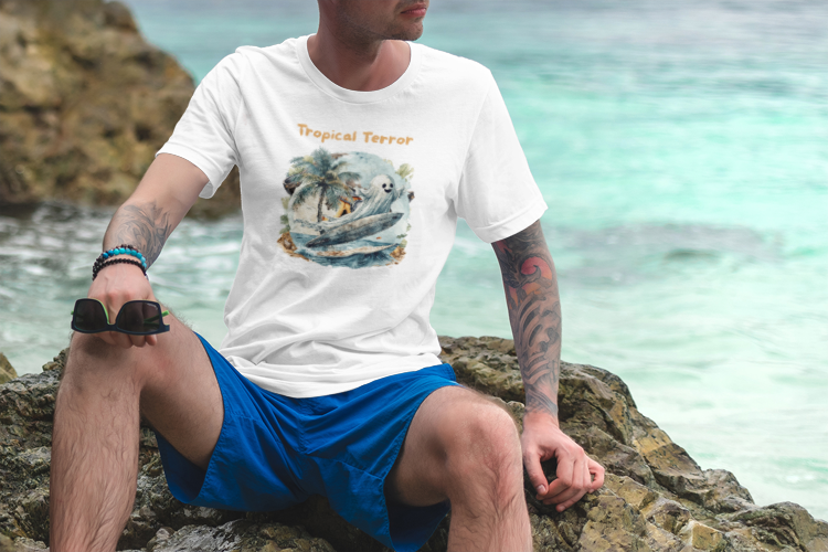 Tropical Terror Graphic Tee | Beach Vibes Shirt, Unisex Short Sleeve Shirt, Surfing Gift, Tropical Summer Tee, Fun Casual Wear