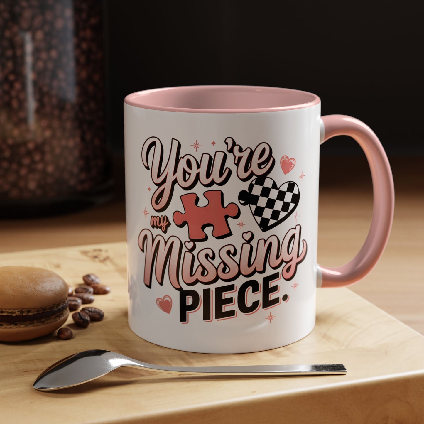 You’re My Missing Piece Accent Coffee Mug — Romantic Puzzle Heart 11/15oz
